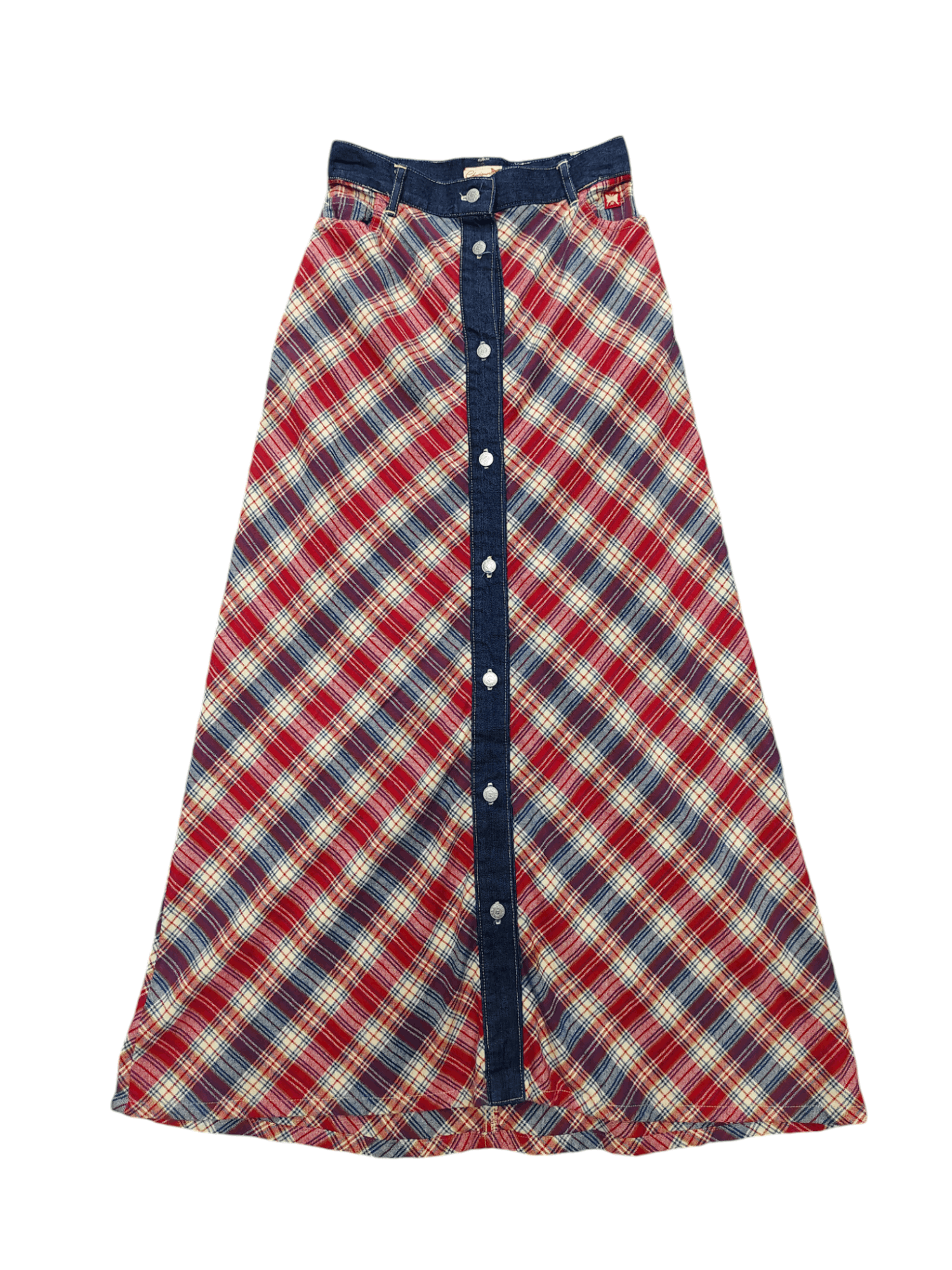 Chevignon 🇯🇵 Vtg Chevignon Girl Tartan Pattern Ankle Skirt Size 26" / US 2 / IT 38 - 1 Thumbnail