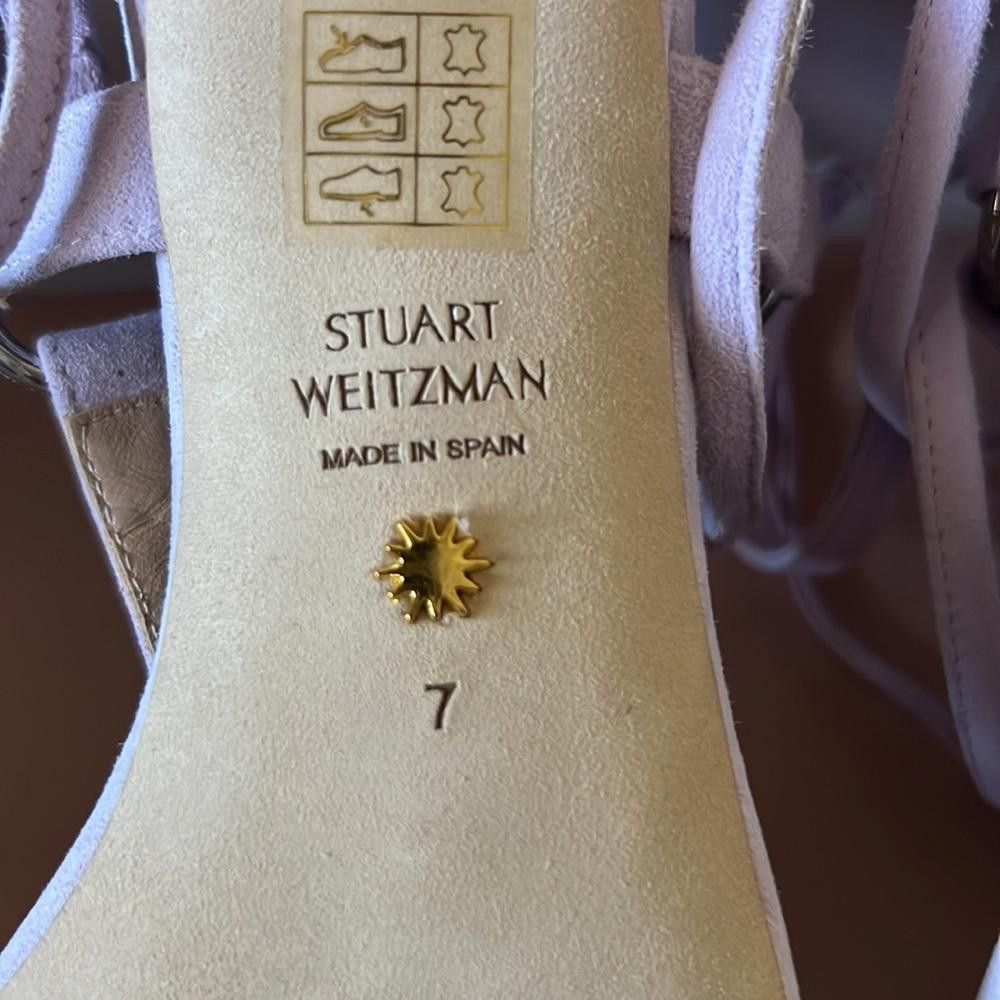 Stuart Weitzman Stuart Weitzman Suede Lalita 75mm Sandals Light Purple Size US 7 / IT 37 - 8 Thumbnail