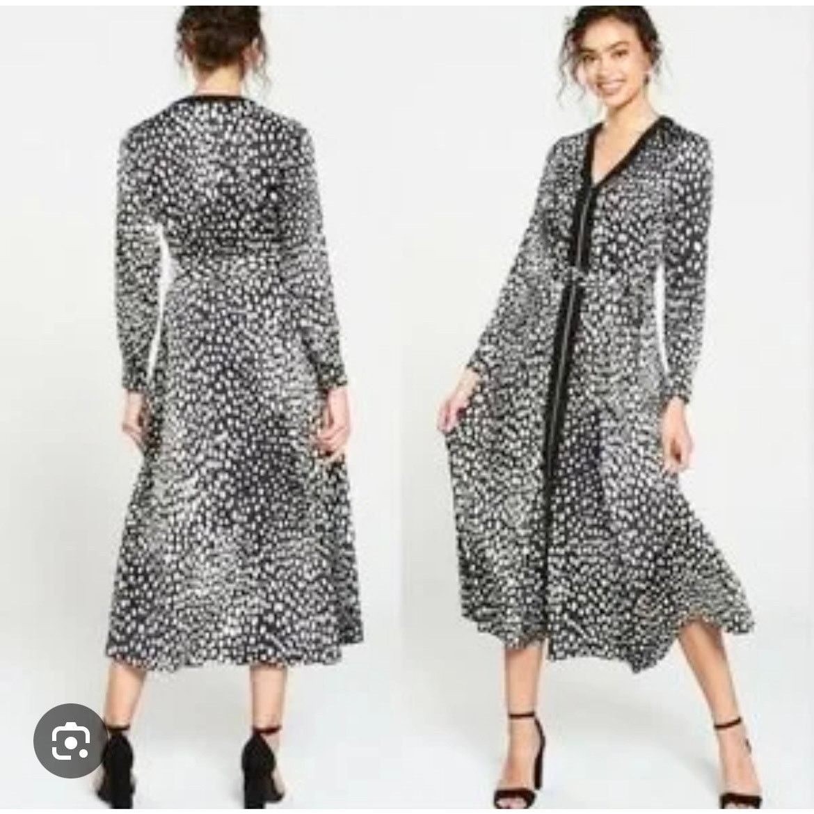 Karen Millen Karen Millen Black White Cheetah Animal Print Midi Dress Size S / US 4 / IT 40 - 1 Thumbnail