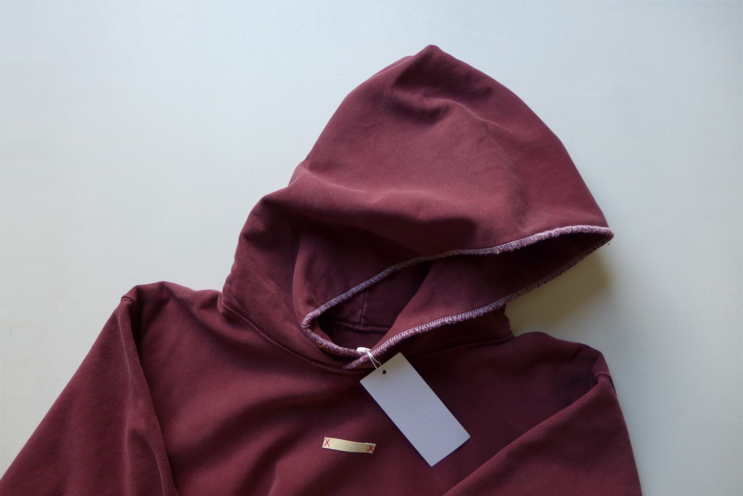 Maison Margiela Margiela Name Tag Hoodie - Washed Burgundy Cotton Size US L / EU 52-54 / 3 - 3 Thumbnail