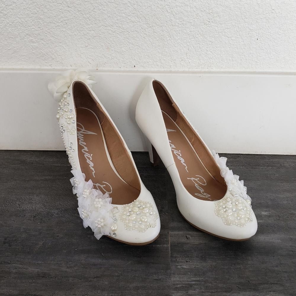 American Rag White Custom Bling Detailed American Rag Heels Size US 7.5 / IT 37.5 - 2 Thumbnail