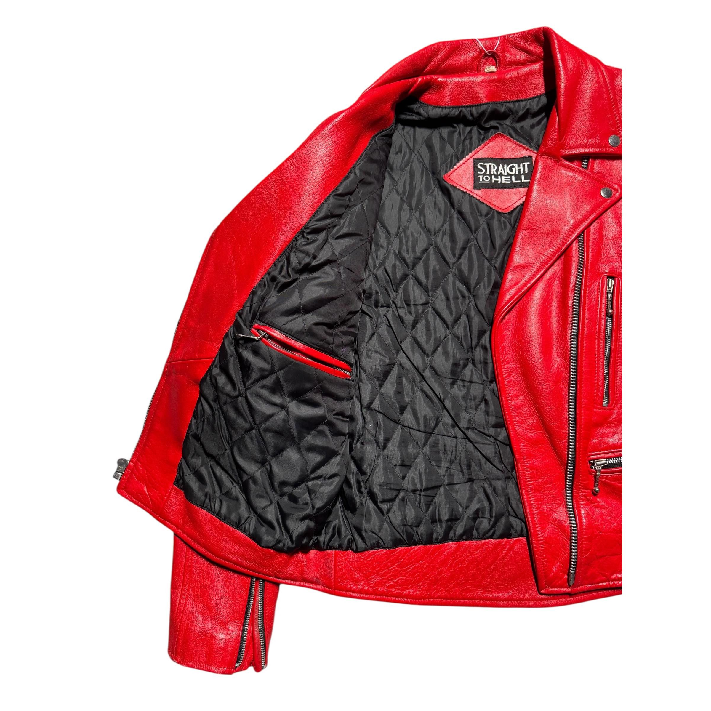 Other Vintage Red Leather Biker Jacket Size US M / EU 48-50 / 2 - 7 Thumbnail
