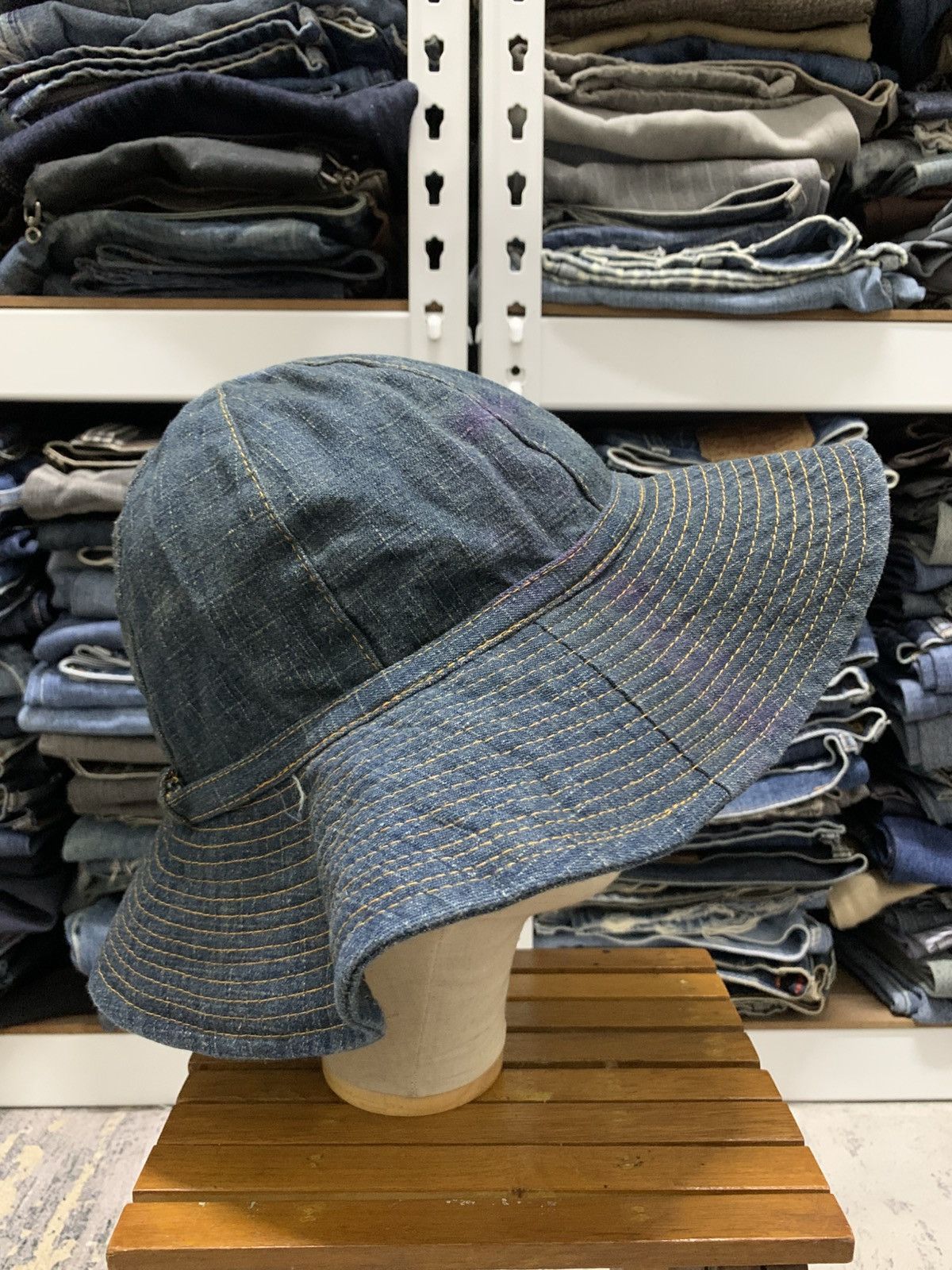 Japanese Brand Dorfman Pacific Denim Bucket Hats Wide Brim Size ONE SIZE - 4 Thumbnail