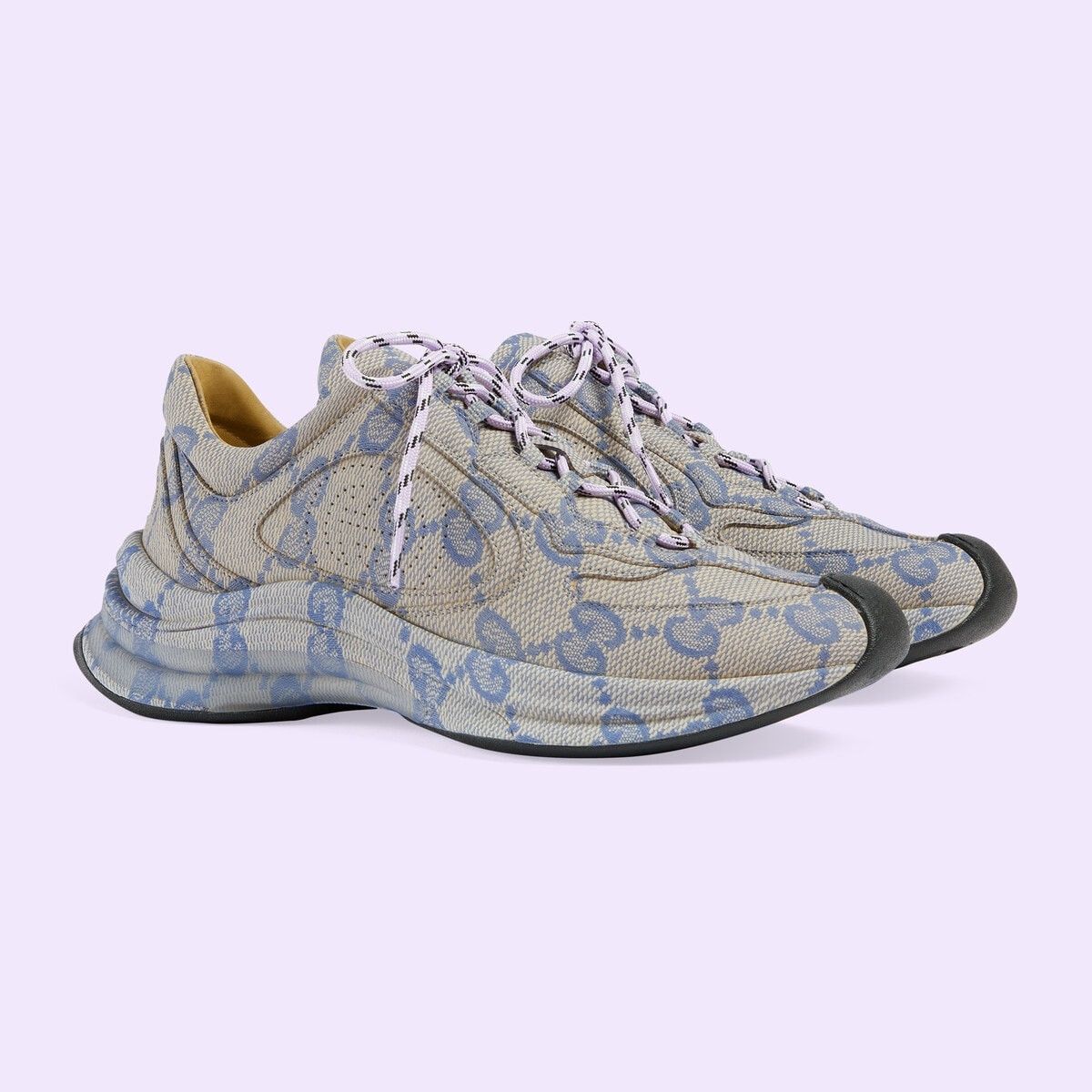 Gucci o1s1wg110225 Women's Gucci Run Sneakers in Beige & Blue Size US 8 / IT 38 - 2 Thumbnail