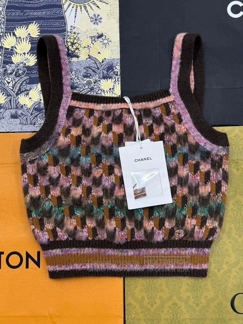 Chanel Chanel Colorful Houndstooth Knit Tank. Size US M / EU 48-50 / 2 - 1 Thumbnail