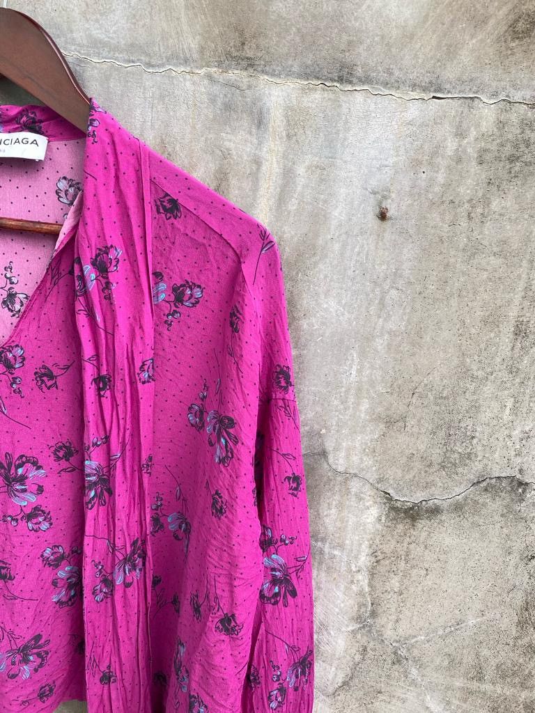 Balenciaga 2018 Floral Silk Blouse Size XS / US 0-2 / IT 36-38 - 4 Thumbnail