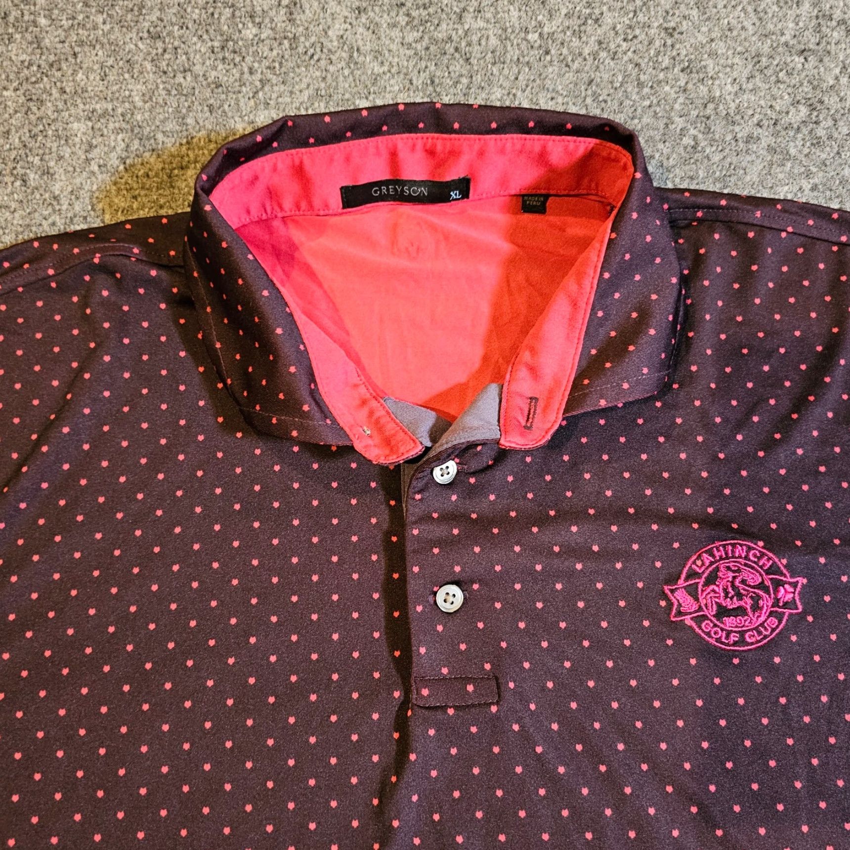 Vintage Greyson Polo Shirt Mens XL Red Black Polka Dot Golf Short Sleeve Stretch Casual Size US XL / EU 56 / 4 - 4 Thumbnail