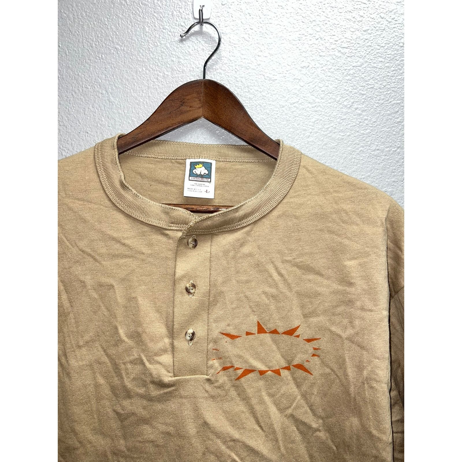 Anvil Vintage Long Sleeve Brown Shirt 1/4 Button Up Tee Large 90s Size US L / EU 52-54 / 3 - 2 Thumbnail
