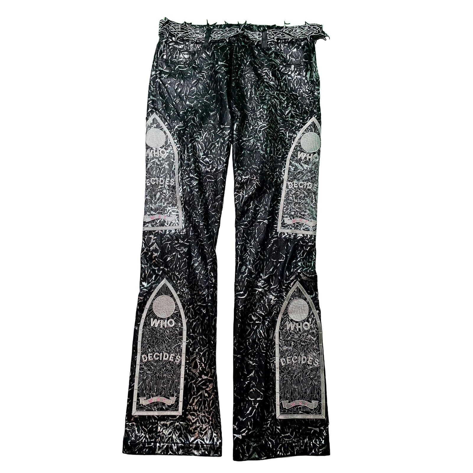 Who Decides War WDW Leather Black & Pure Silver Pants Size US 34 / EU 50 - 1 Thumbnail