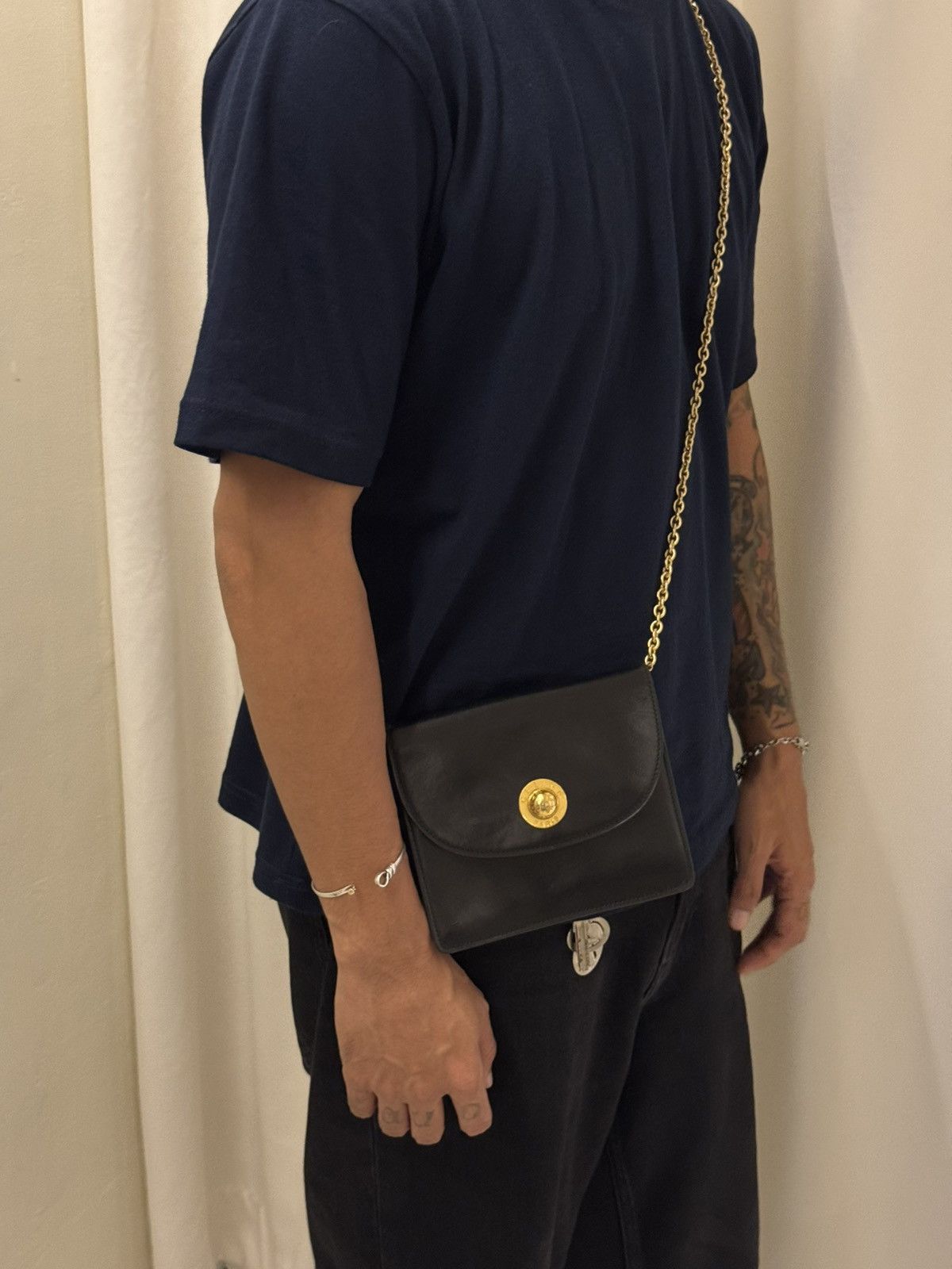 Celine × Vintage Vintage Celine black leather chain cross body bag Size ONE SIZE - 1 Thumbnail