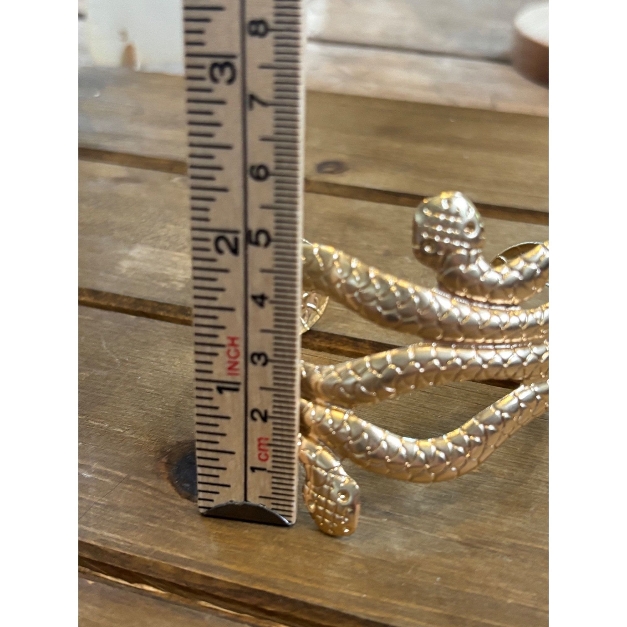 Other Gold Snake Cuff Bracelet Adjustable Size Textured Design Size ONE SIZE - 3 Thumbnail