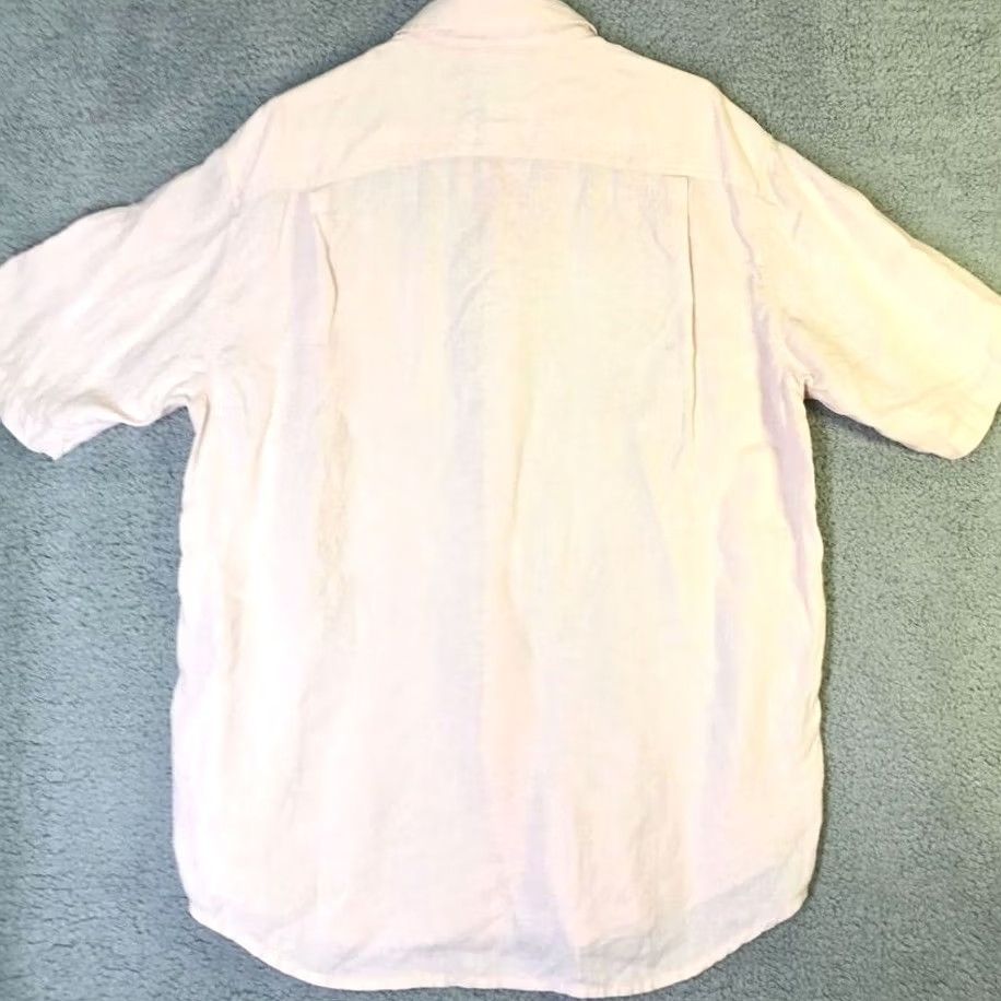 Vintage Indigo Palms Linen Shirt Mens Large Light Pink Button Down Pocket Short Sleeve Size US L / EU 52-54 / 3 - 2 Thumbnail