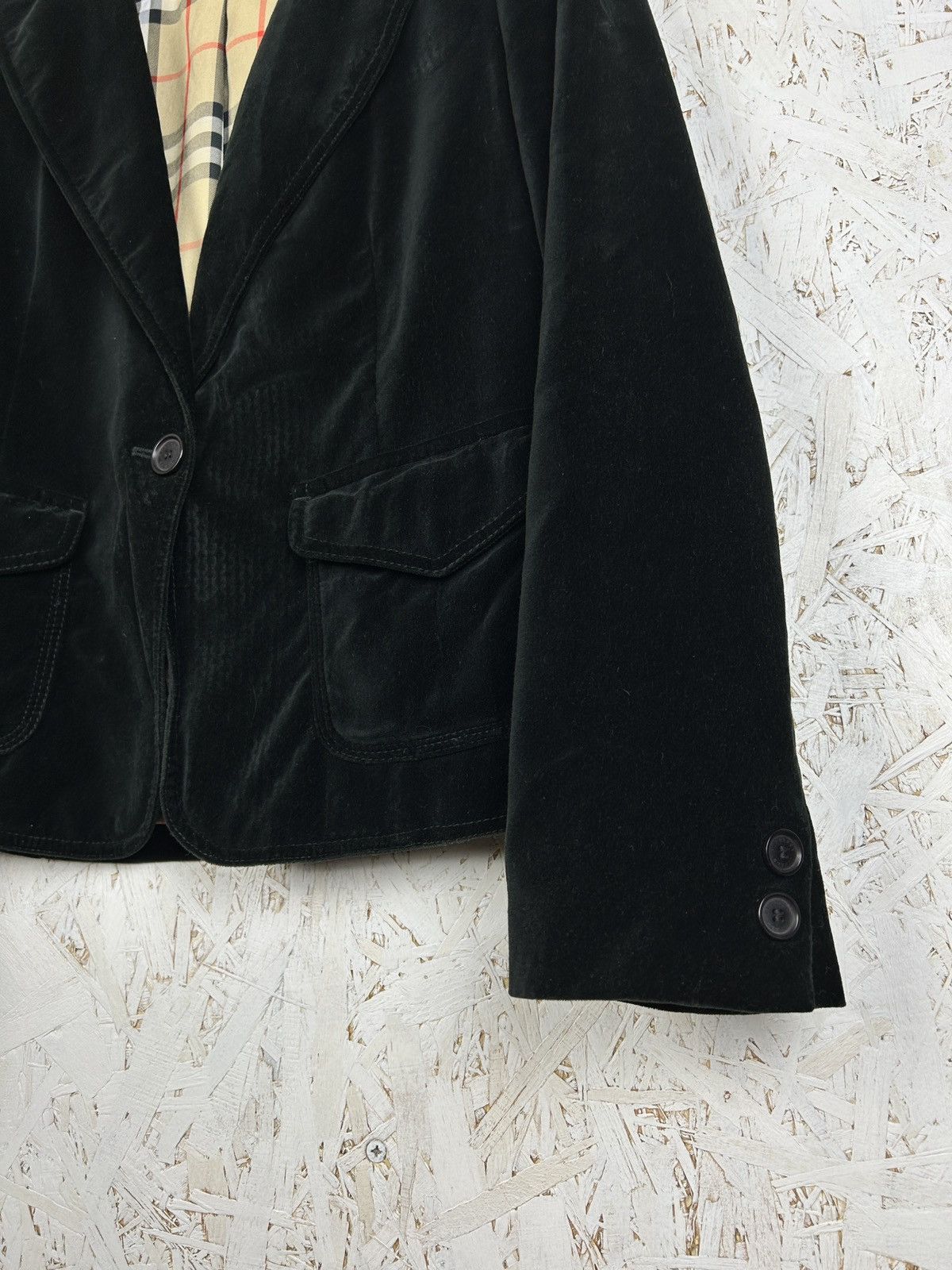 Burberry 00s Vintage Burberry Velvet Short Blazer Jacket UK 12 US 10 Size L / US 10 / IT 46 - 3 Thumbnail