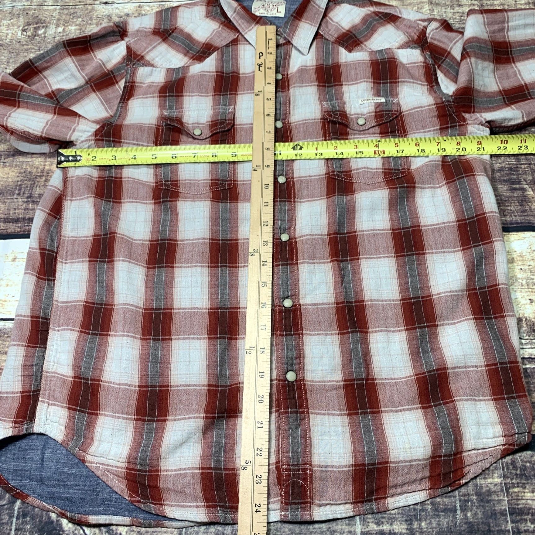 Lucky Brand Lucky Brand Mens Shirt Large Red Plaid Snap Button Up Long Sleeve Classic Fit Shirt Size US L / EU 52-54 / 3 - 2 Thumbnail
