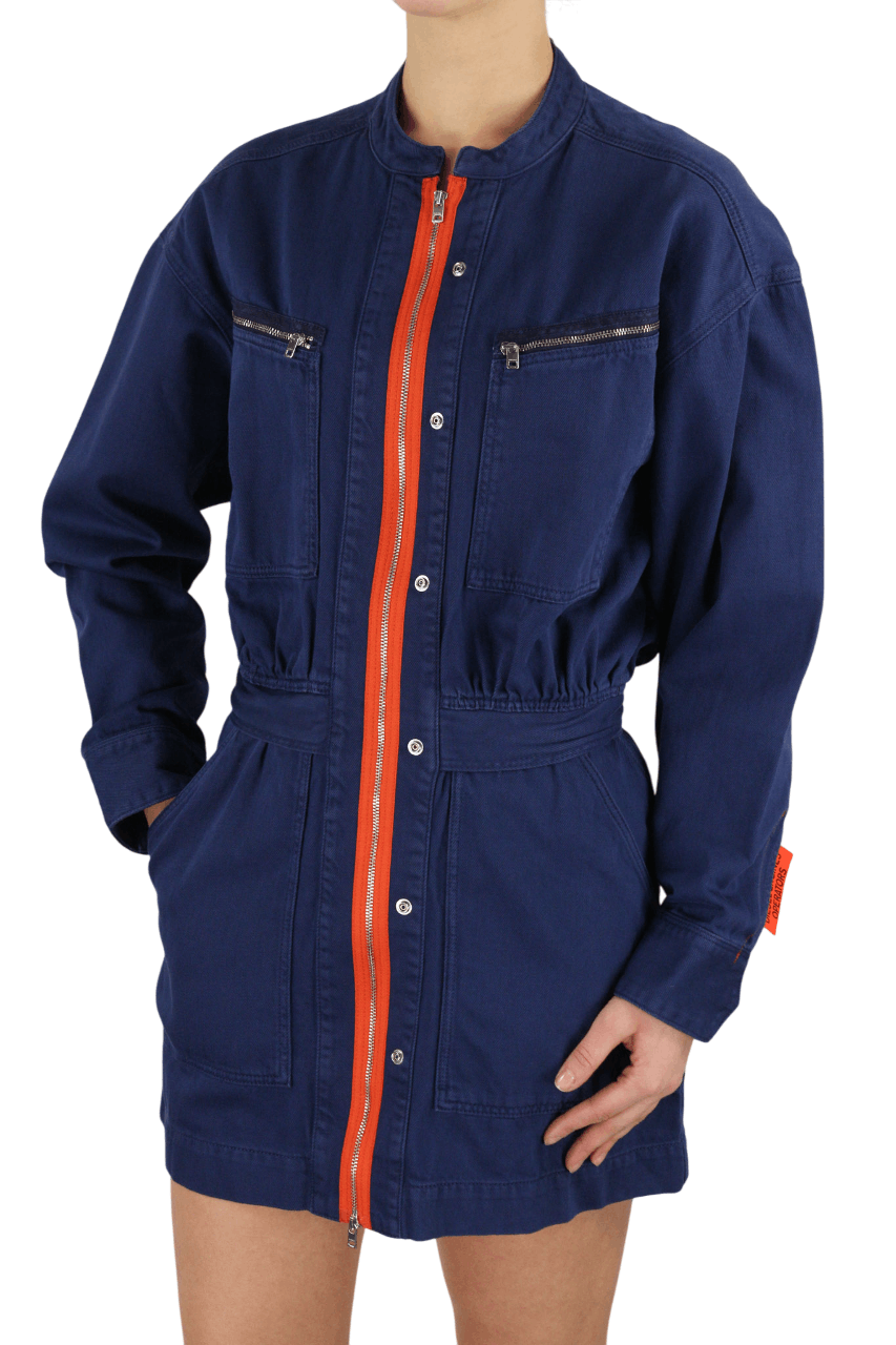 Diesel DE-ANGELCA-SP L Long Sleeve Zip Denim Mini Dress 40283 Size L / US 10 / IT 46 - 1 Thumbnail