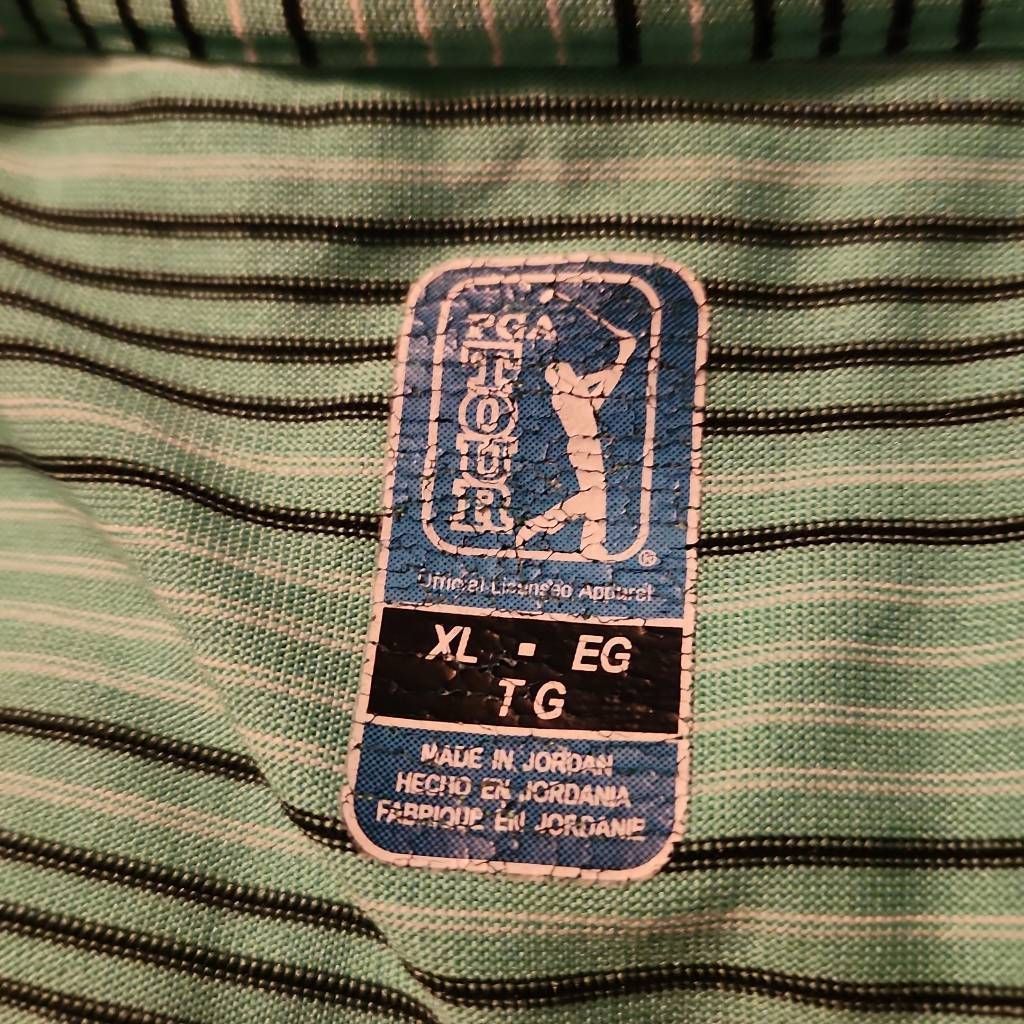 PGA Tour PGA Tour Men's Size XL Green Black Stripe Golf Polo Shirt Size US XL / EU 56 / 4 - 4 Thumbnail