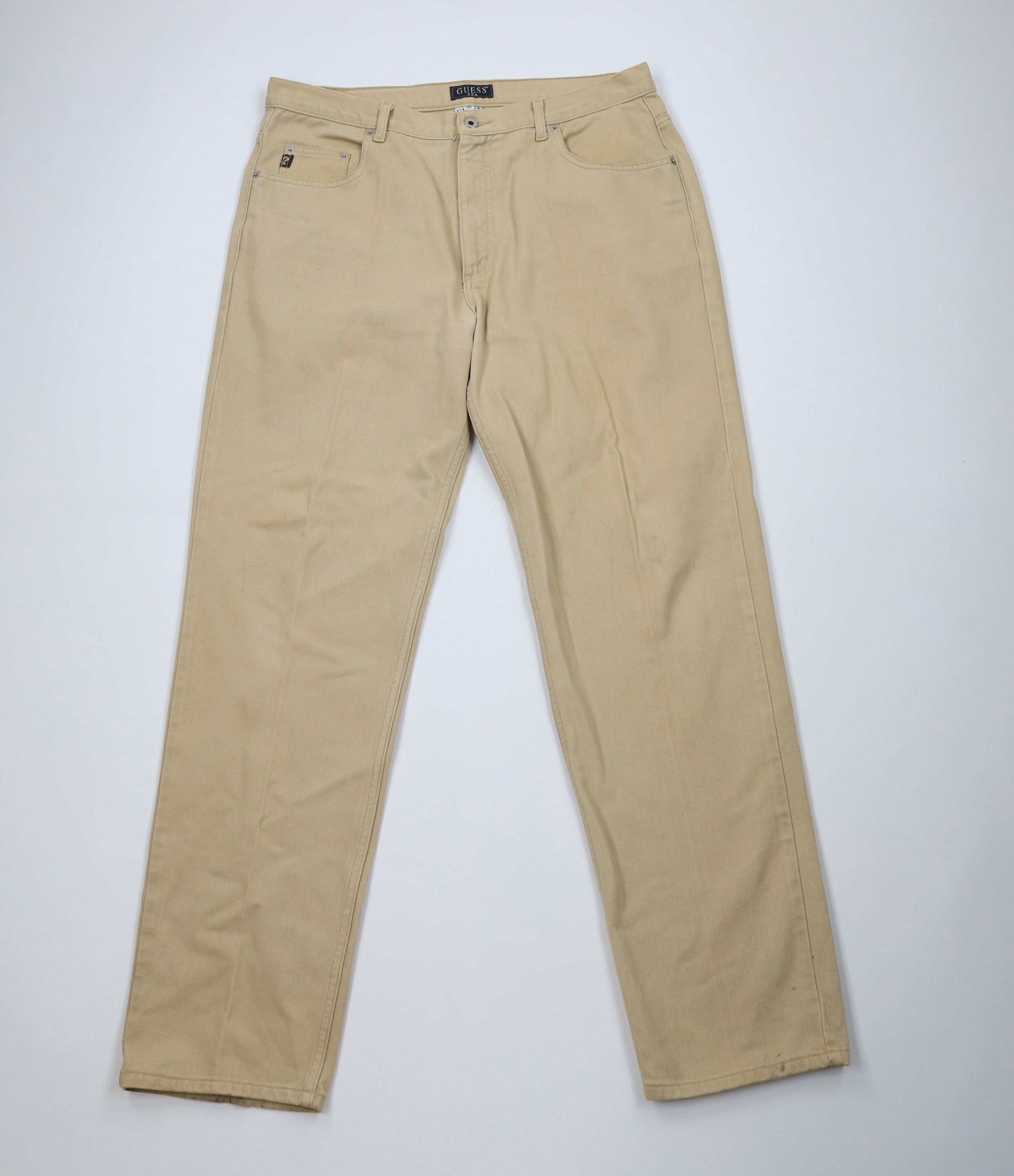 Vintage 90s Guess Relaxed Fit Tapered Leg Jeans Beige