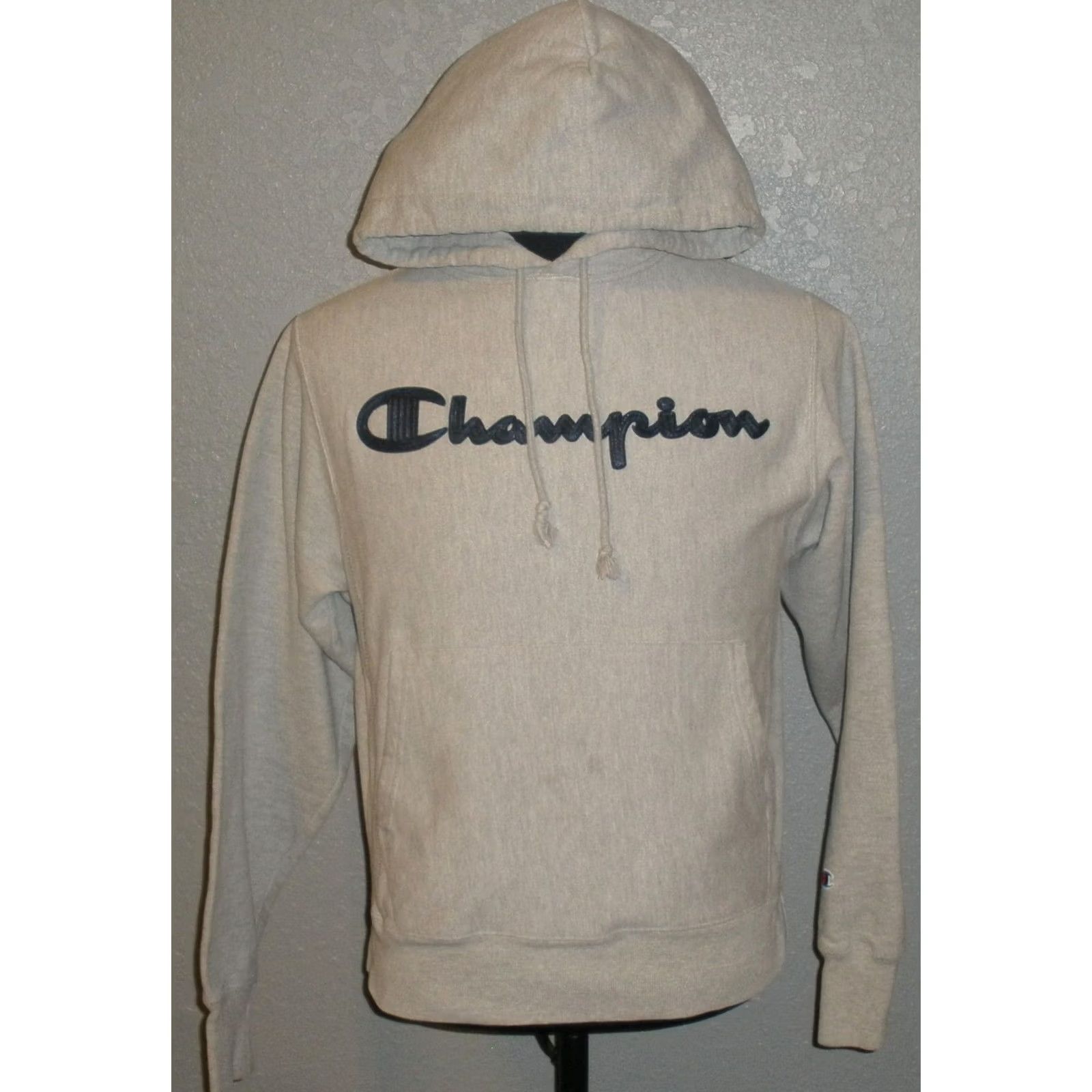 Champion Champion Sweatshirt Shirt Hooded Pullover Logo Mens S Gray 90s Classic Sports All Seasons Breathable Pockets Size US S / EU 44-46 / 1 - 2 Thumbnail