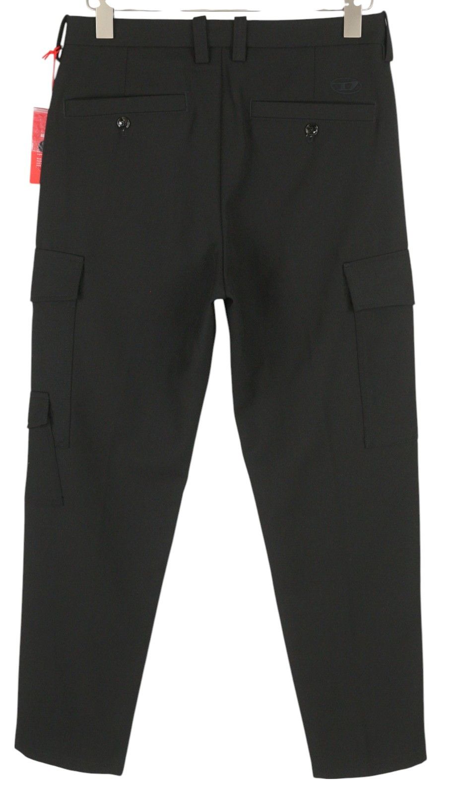 Diesel P-RHEE-NW W29 Black Wool Blend Pleated Zip Cargo 85383 Size US 29 - 4 Thumbnail