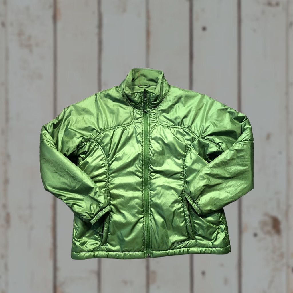 Vintage L.L. Bean Puffer Jacket Womens Large Green Nylon Down Quilted Mid-Length Long Sleeve Zip Coat Size L / US 10 / IT 46 - 1 Thumbnail