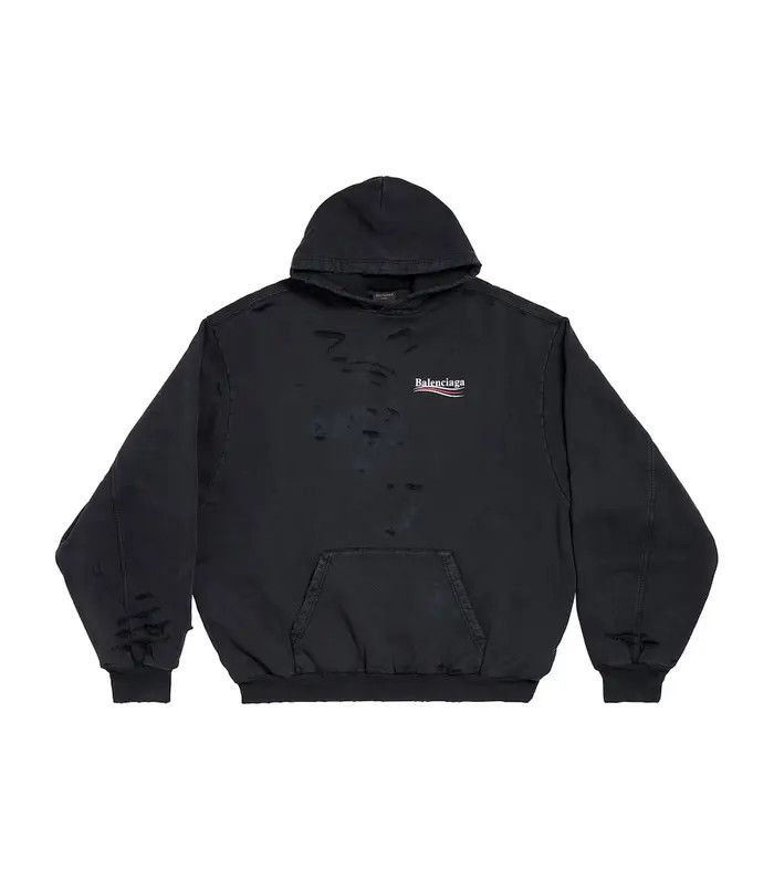 Balenciaga o1bcso1str0426 Political Campaign Distressed Hoodie in Black Size US XXL / EU 58 / 5 - 1 Preview