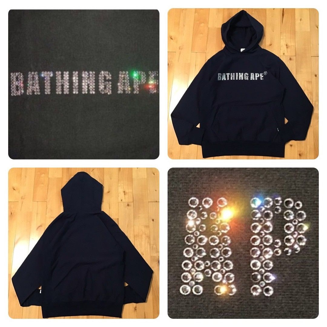 Bape × Swarovski 🔥Vintage🔥 Swarovski BAPE logo pullover hoodie Navy APE NIGO Size US S / EU 44-46 / 1 - 1 Thumbnail
