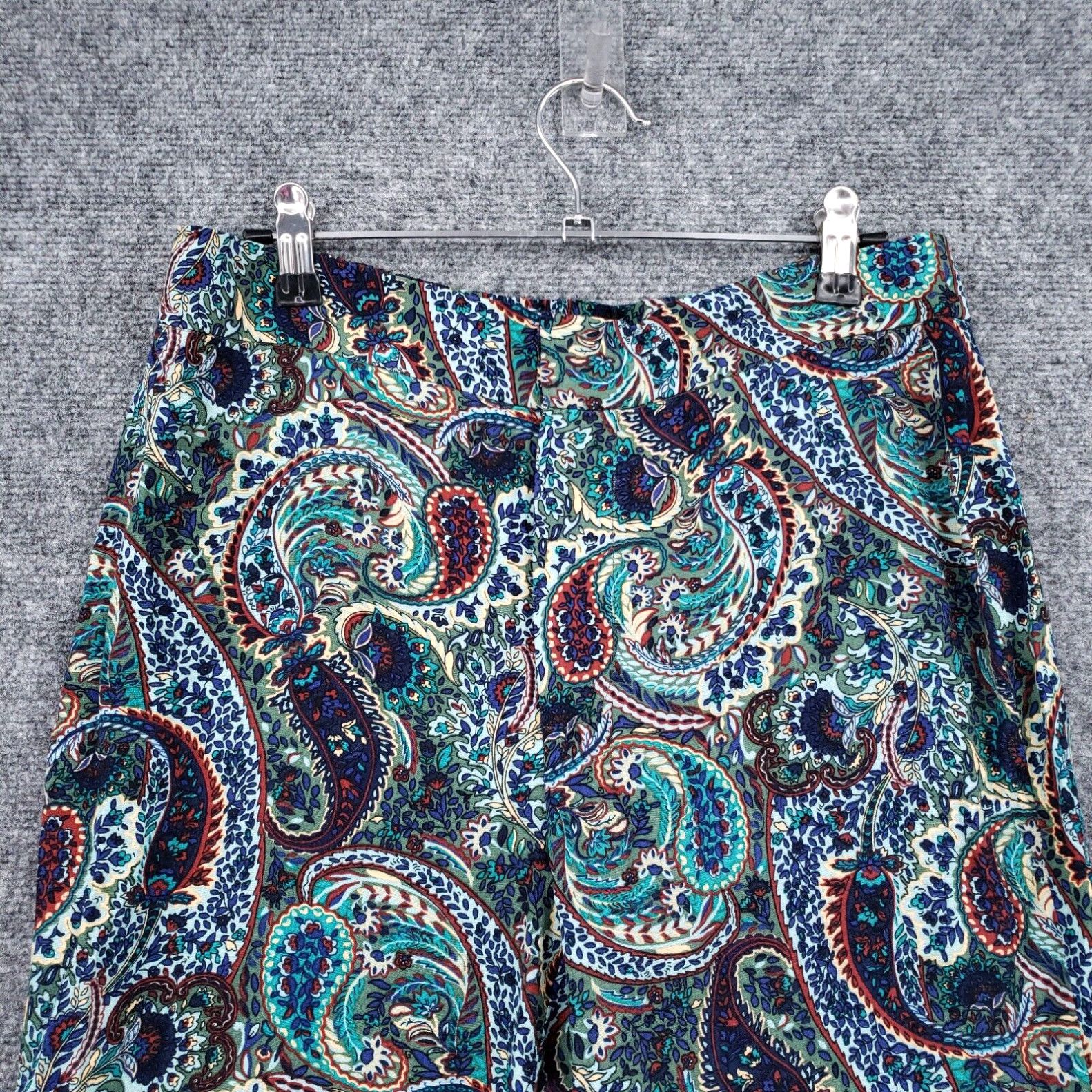 Zara Zara Pants Womens S Small Green Floral Paisley Flared Hi Rise Bell Bottom 90s Size ONE SIZE - 3 Thumbnail