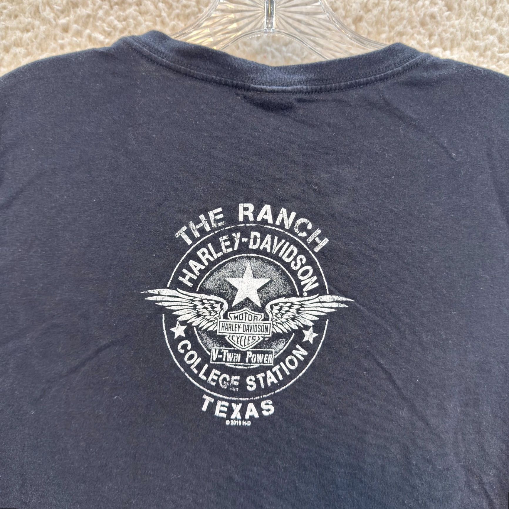 Harley Davidson Harley-Davidson T-Shirt Women XL Black Longhorn Skull Moto Biker Shirt Short Sleeve V-Neck Size XL / US 12-14 / IT 48-50 - 5 Thumbnail