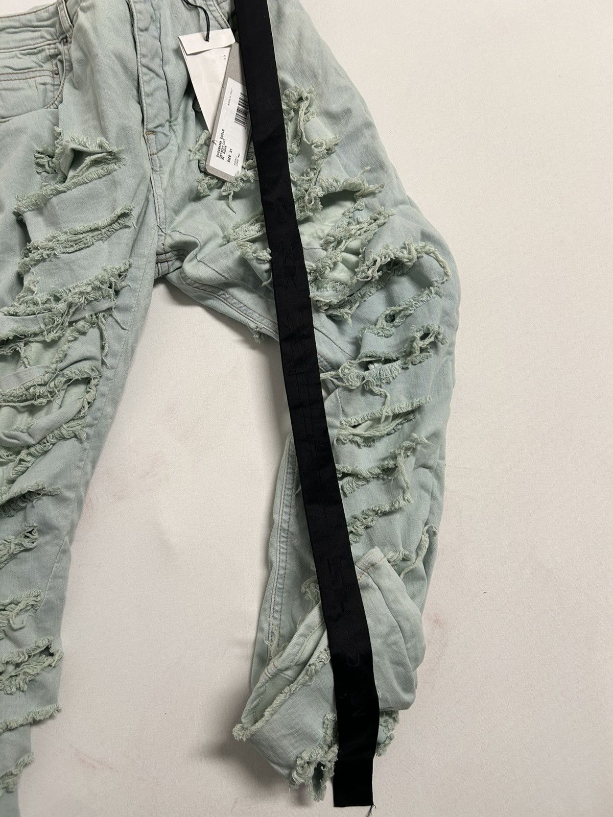 Rick Owens FW2021 Slashed Detroit Aqua Denim Size US 31 - 10 Thumbnail