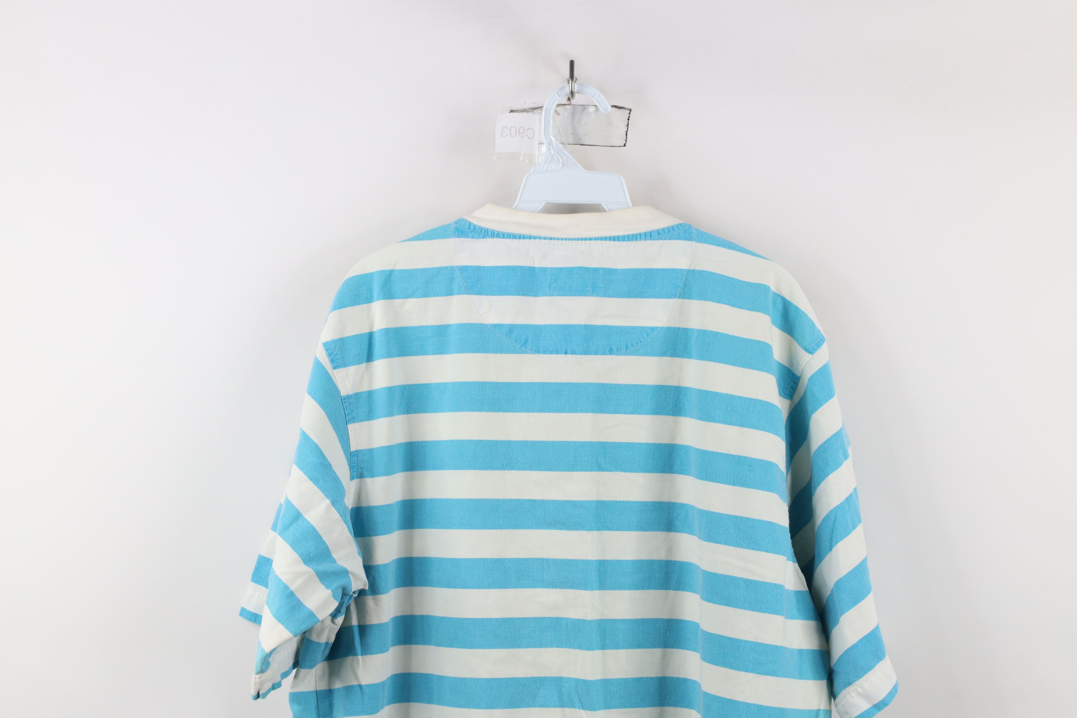 Vintage Vintage 90s Streetwear Striped Baggy Fit Henley T-Shirt Size US L / EU 52-54 / 3 - 11 Thumbnail