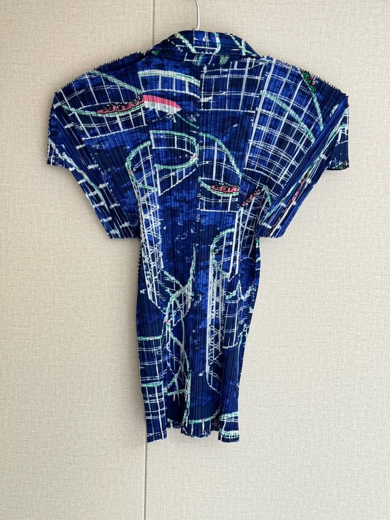 Issey Miyake issey miyake size:3 Blue pleated short sleeves Size XXS / US 00 / IT 34 - 3 Thumbnail