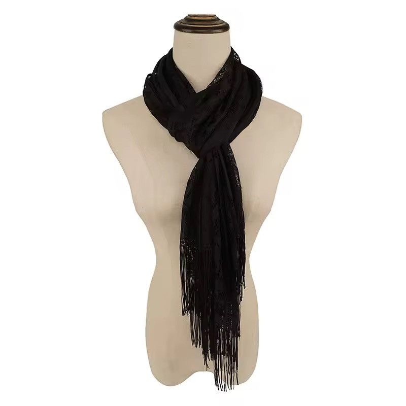 Japanese Brand FLORAL Lace Scarf Tassel Fringe Shawl Wrap Flower Headscarf Size ONE SIZE - 2 Thumbnail