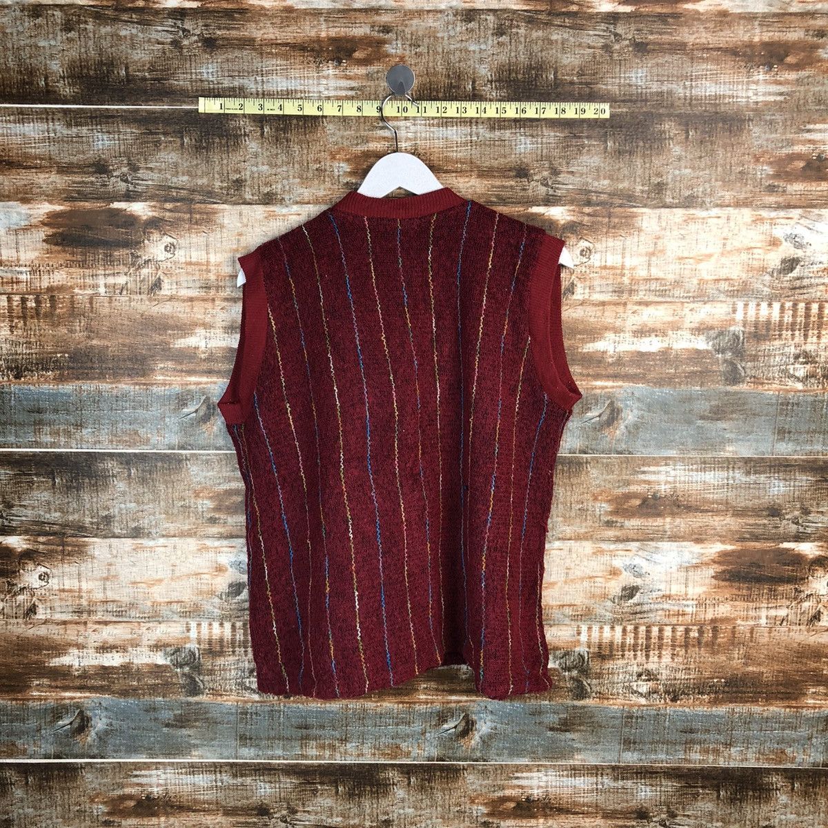 Homespun Knitwear Star Jumbo Red Cardigan Vest Knitwear #A1691 Size M / US 6-8 / IT 42-44 - 10 Thumbnail