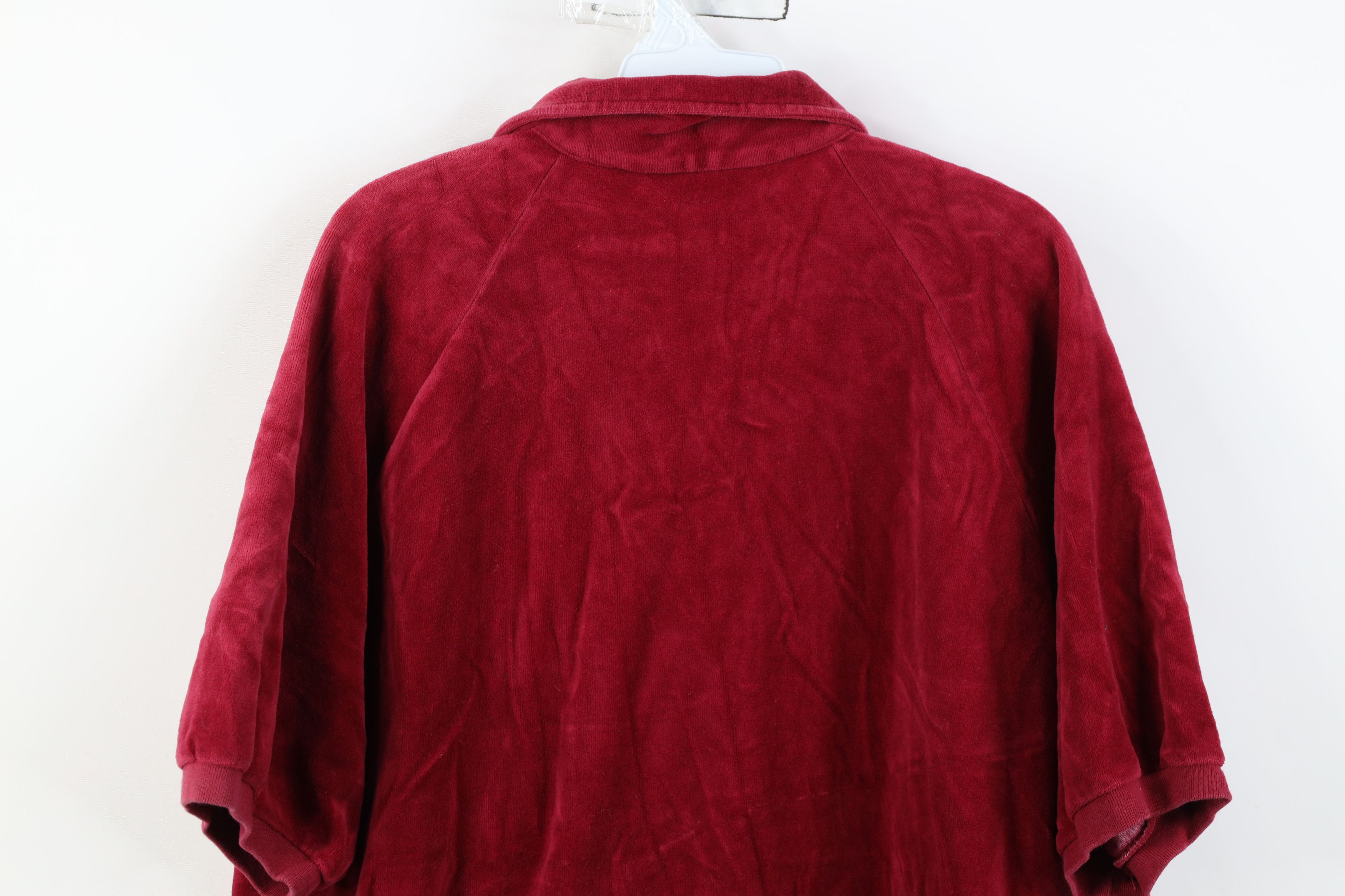 Vintage Vintage 70s Streetwear Velour Collared Pullover Polo Red USA Size US XL / EU 56 / 4 - 12 Thumbnail