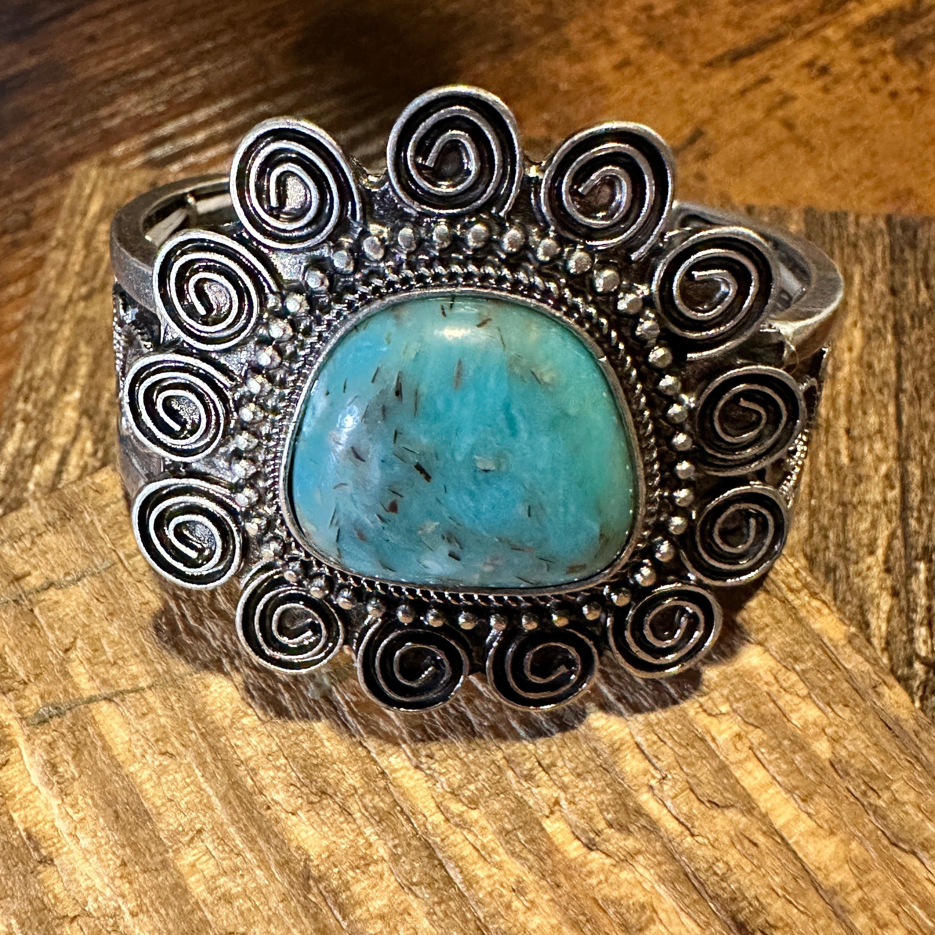 Other Boho Vintage Southwestern Cowgirl Scroll Cuff Bracelet, Turq Size ONE SIZE - 5 Thumbnail