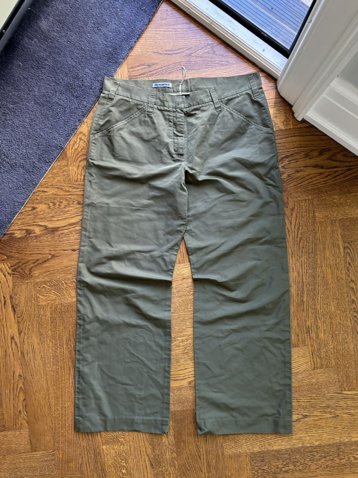 Jil Sander × Vintage Jil Sander Silk Pants Vintage Trousers Army Green Prada Y2K Size 35" - 1 Thumbnail
