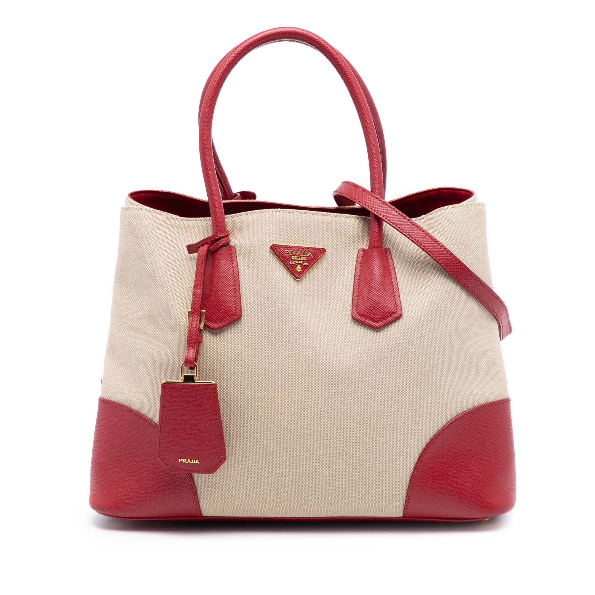Prada Prada Large Canapa and Saffiano Double Satchel Size ONE SIZE - 1 Thumbnail