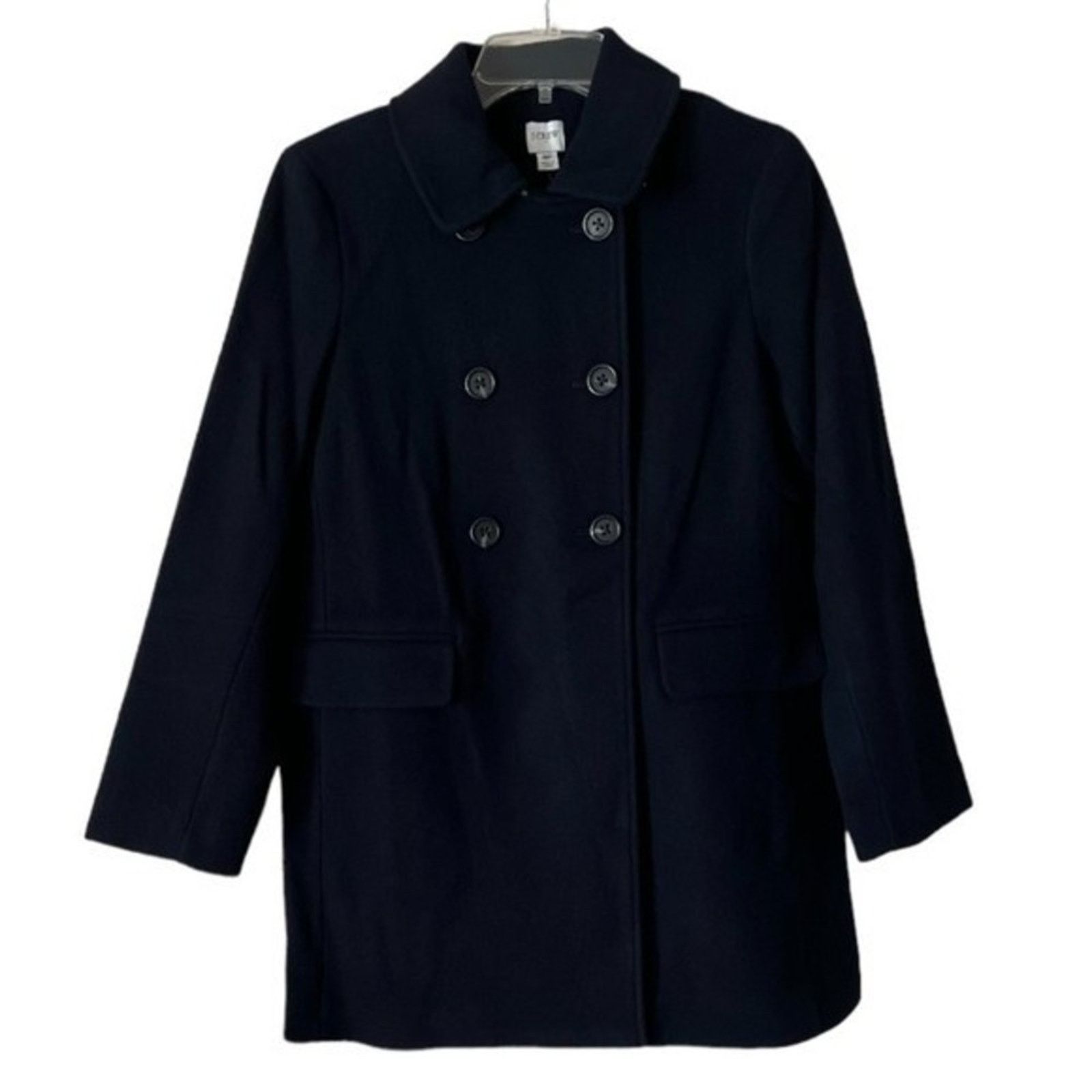 J.Crew J.CREW Petite Navy Wool-Blend Topcoat w/ Tags, 6P Size M / US 6-8 / IT 42-44 - 2 Thumbnail