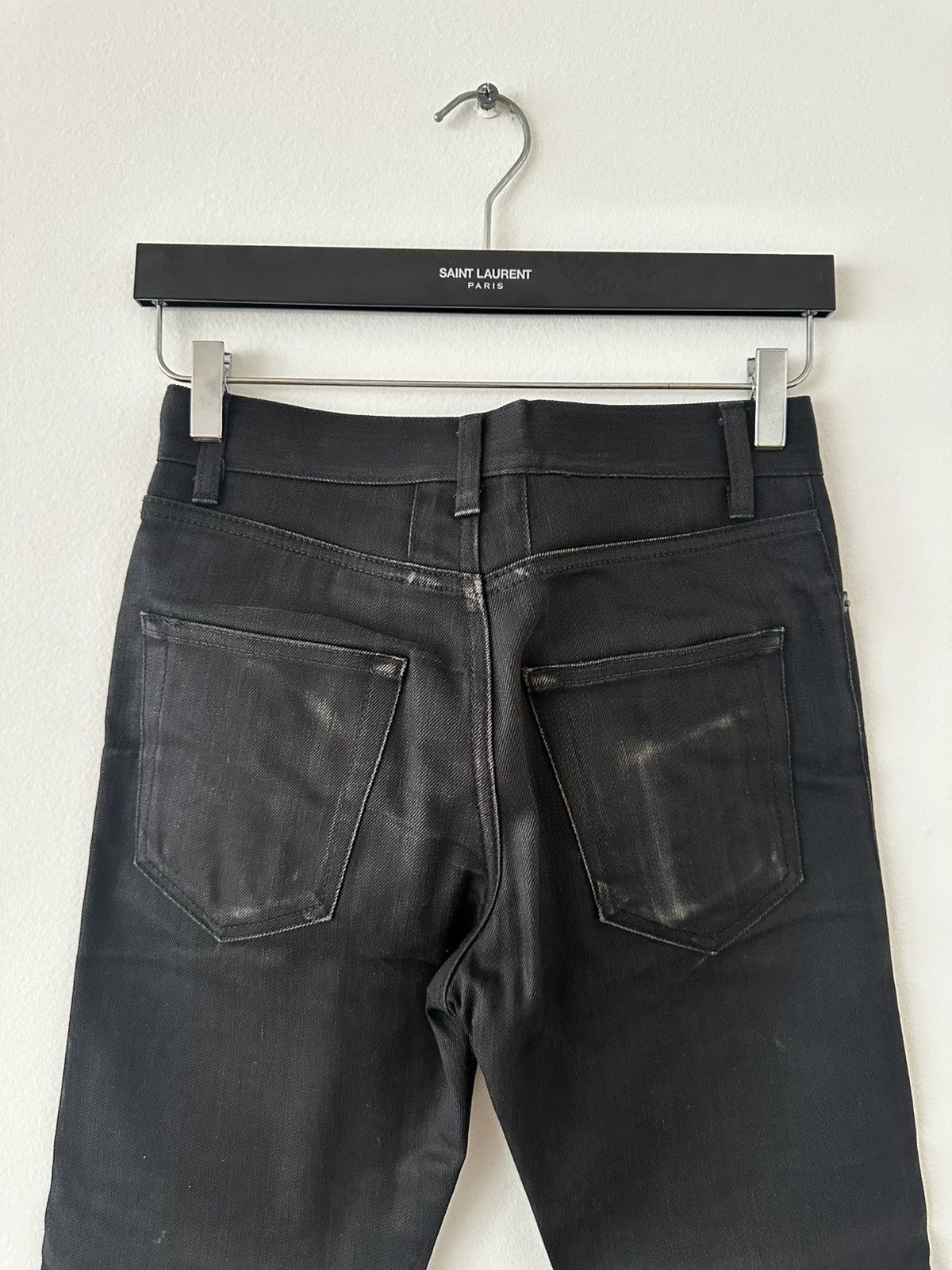 Saint Laurent Paris SS14 D05 Black Raw Denim High Waisted Skinny Jeans Size US 27 - 9 Thumbnail