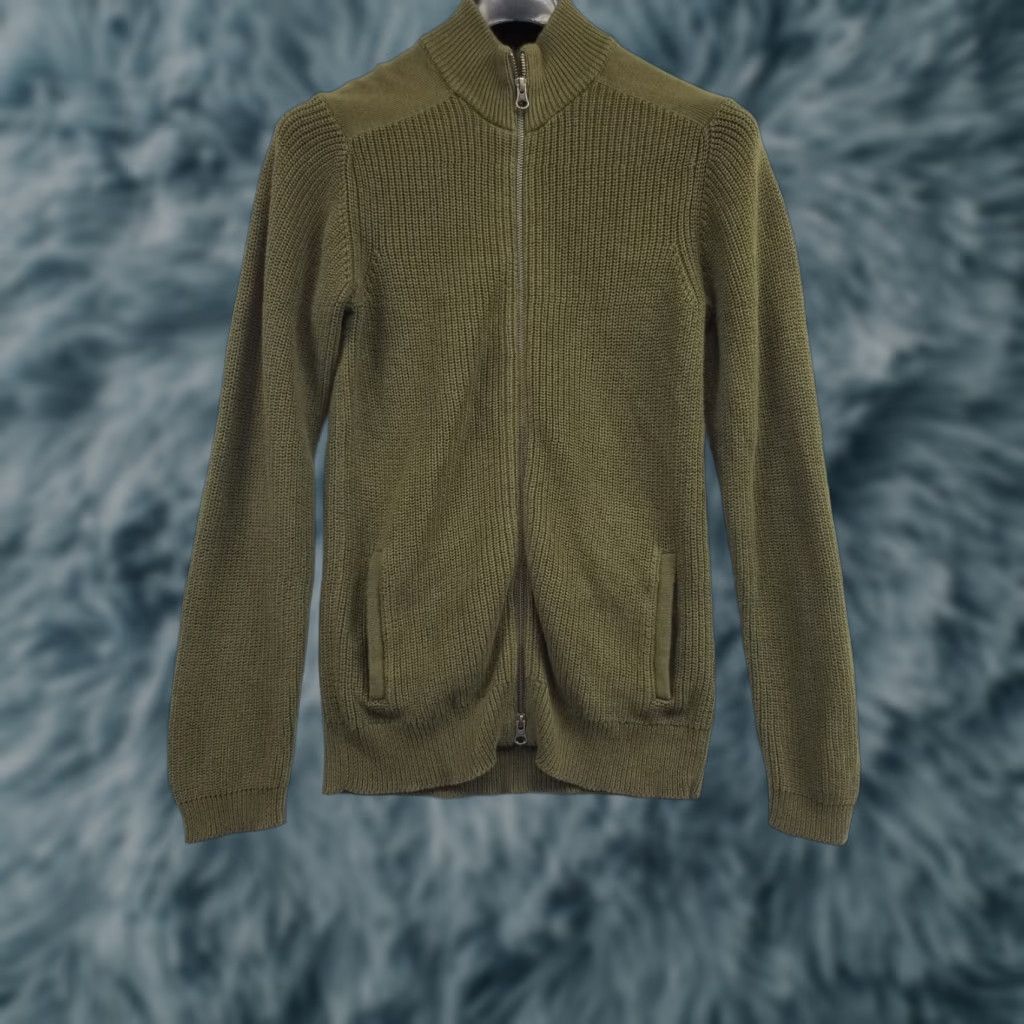 Vintage Pact Sweater Cardigan Long Sleeve Green Cotton Women's Small S Knit Cable-Knit Size S / US 4 / IT 40 - 1 Thumbnail