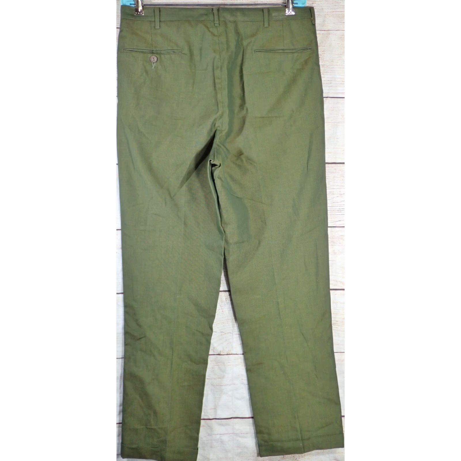 Vintage VINTAGE KORATRON 1960s Green Sharkskin Pants Slacks 35x28 Business Mens Size US 35 - 2 Thumbnail