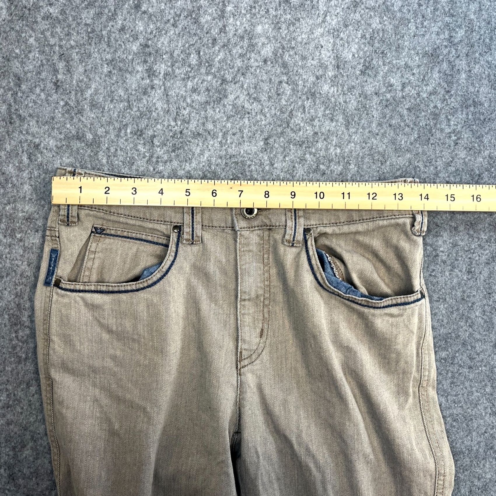 Vintage Armani Jeans Jeans Straight 29 30 UK 10 Beige Stretch Mid Rise 5-Pocket Womens Size 29" - 7 Thumbnail