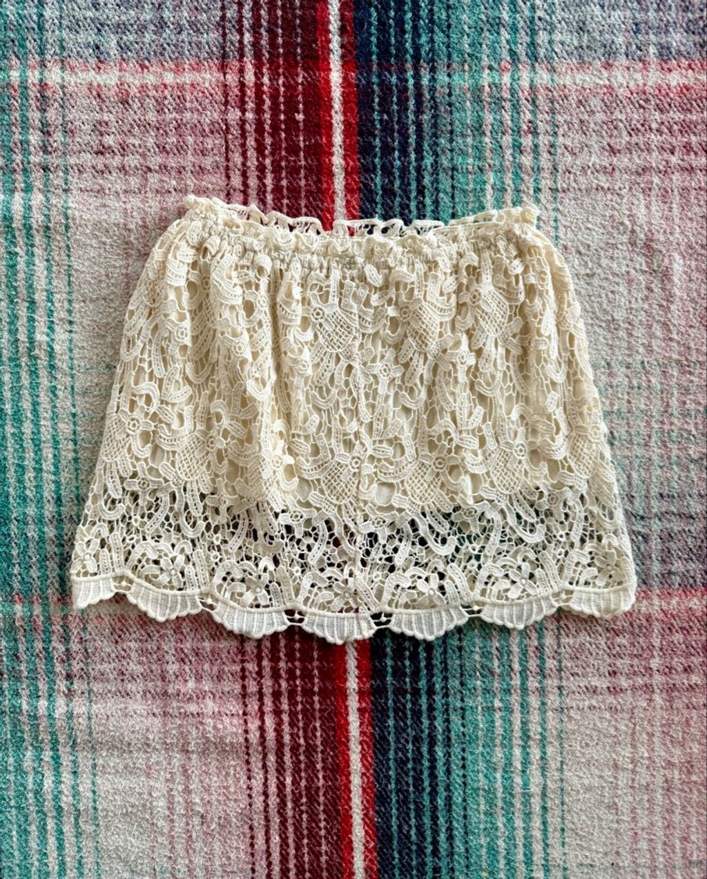 Free People Women's Free People Cream Lace Mini Skirt XS Size 25" / US 0 / IT 36 - 3 Thumbnail