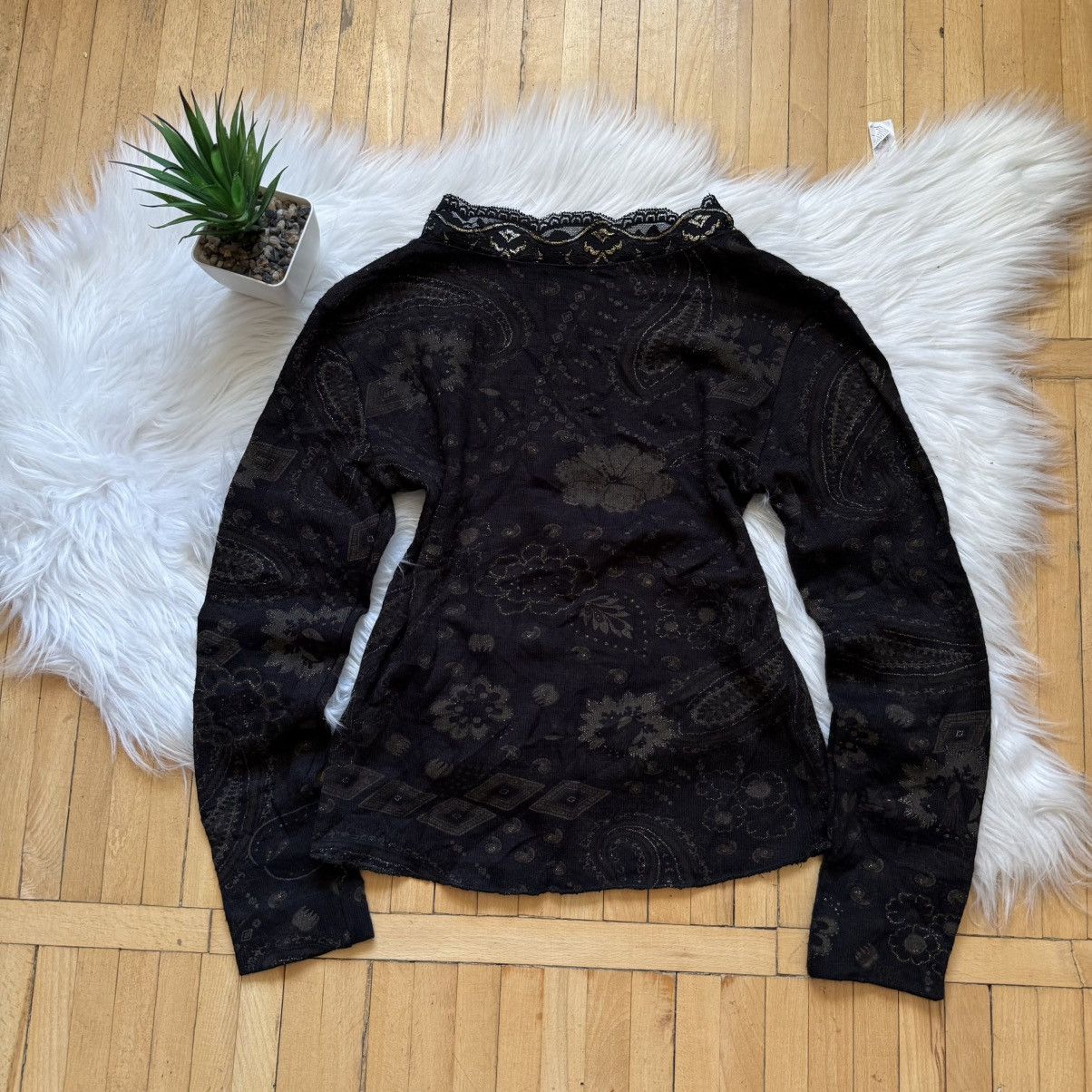 Hysteric Glamour 📌 Vintage Knitted Rhinestones JPG Y2K Style Long Sleeve Size S / US 4 / IT 40 - 7 Thumbnail