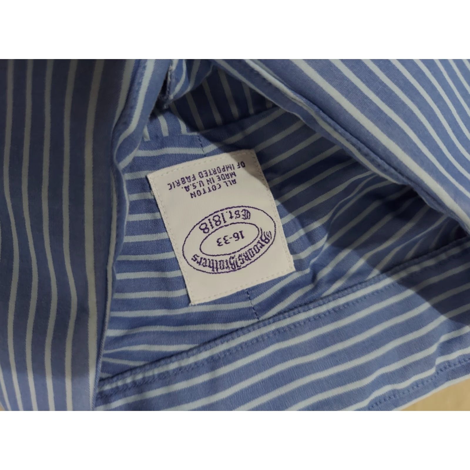 Brooks Brothers Brooks Brothers Dress Shirt Blue Cotton 16 33 Button Mens Regular Size 16 - Shirt, Dress Shirt, Men, Blue, Cotton Size 42R - 3 Thumbnail