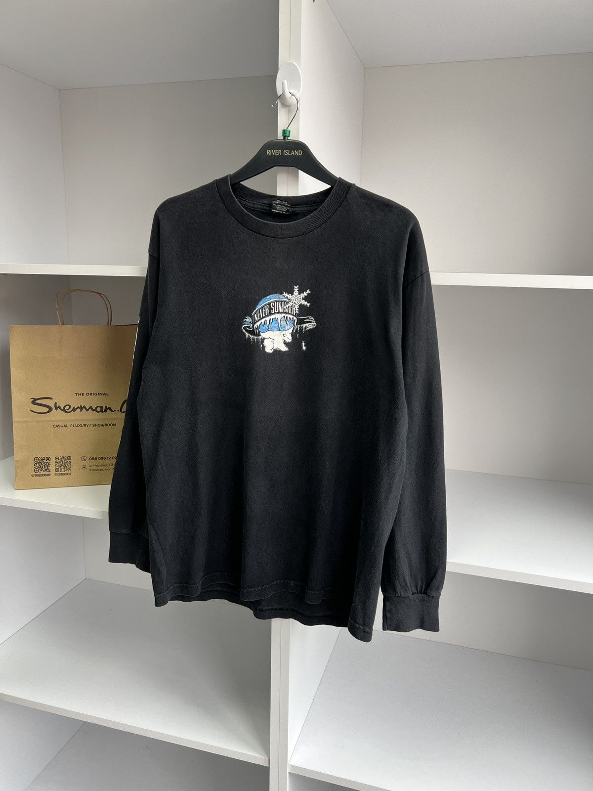 Vintage Never Summer Merch Long Sleeve Black Tee
