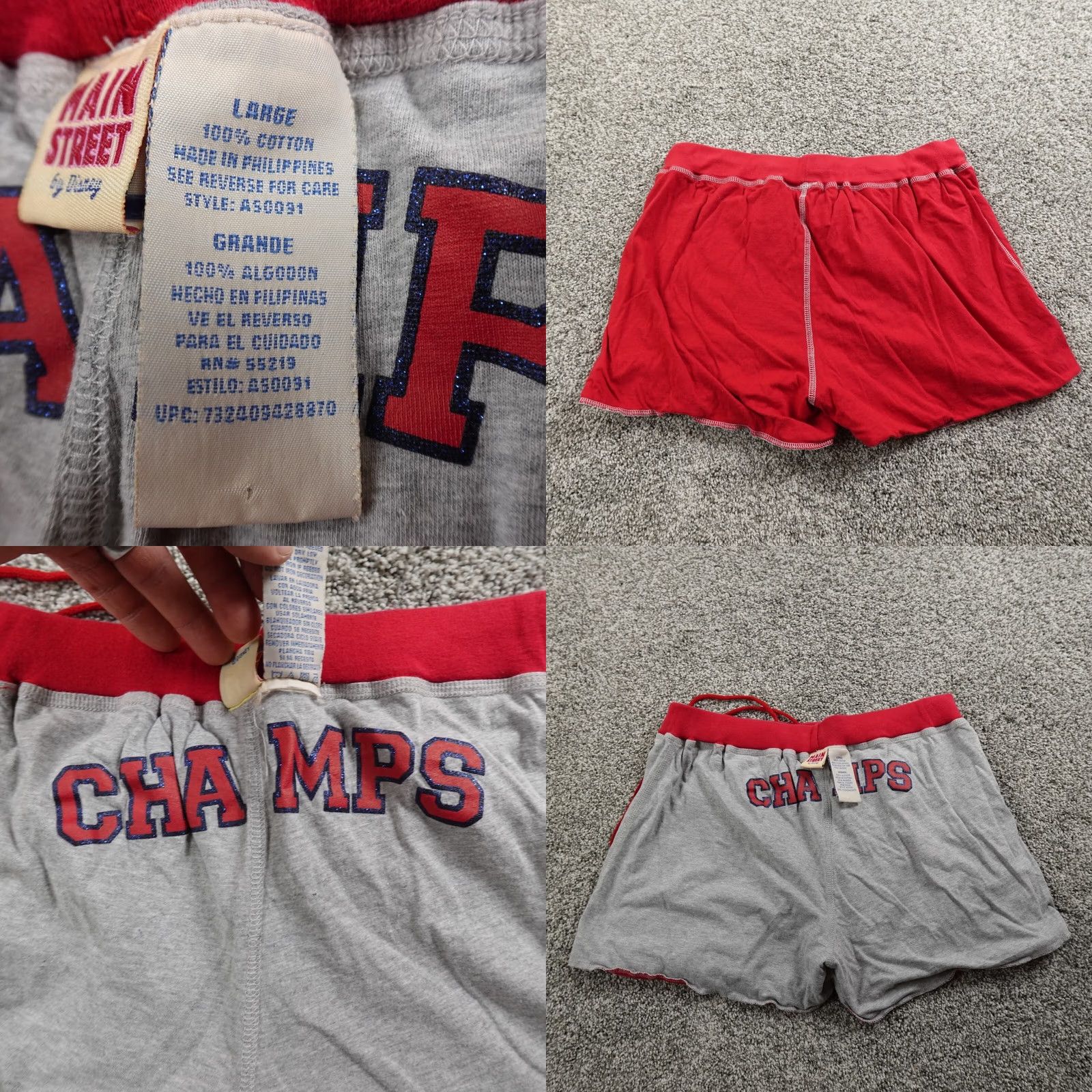 Disney Disney Shorts Womens L Red Gray Mickey Mouse High Rise Sweat Drawstring Y2K Size 36" / US 14 / IT 50 - 8 Thumbnail