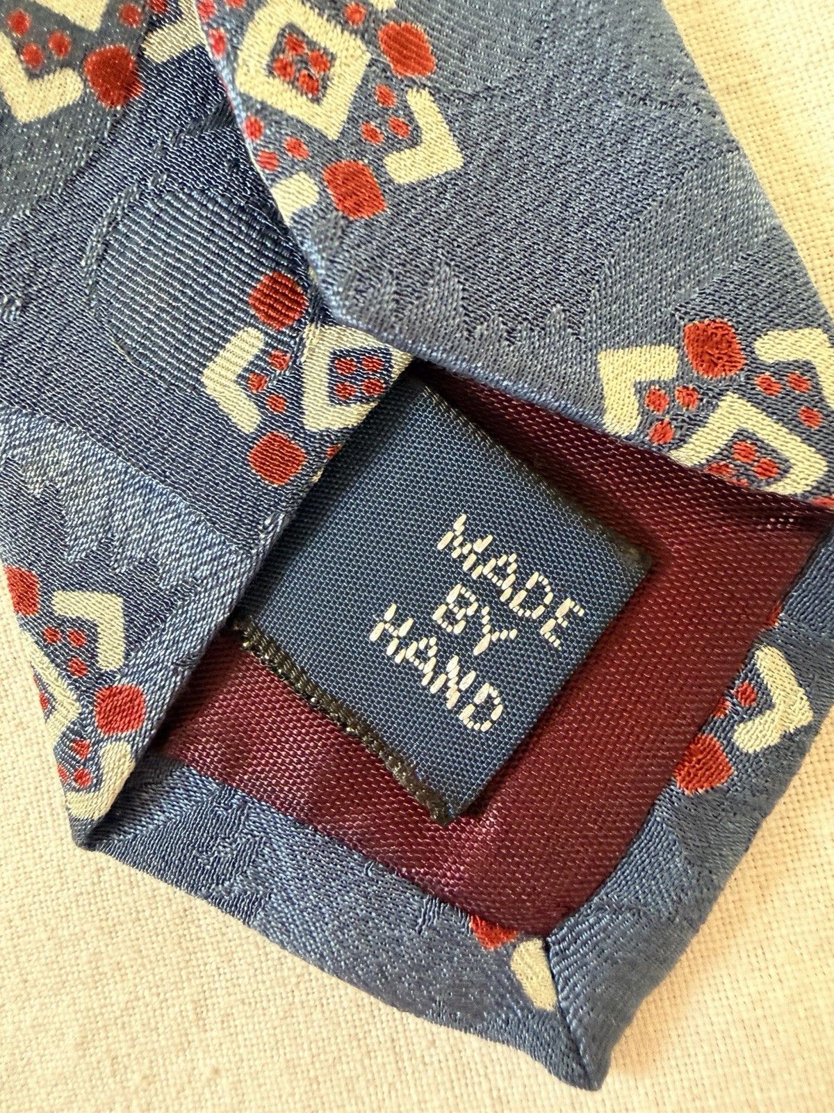 Polo Ralph Lauren Vtg Polo Ralph Lauren Silk Necktie Blue Geometric Floral 55" Size ONE SIZE - 7 Thumbnail