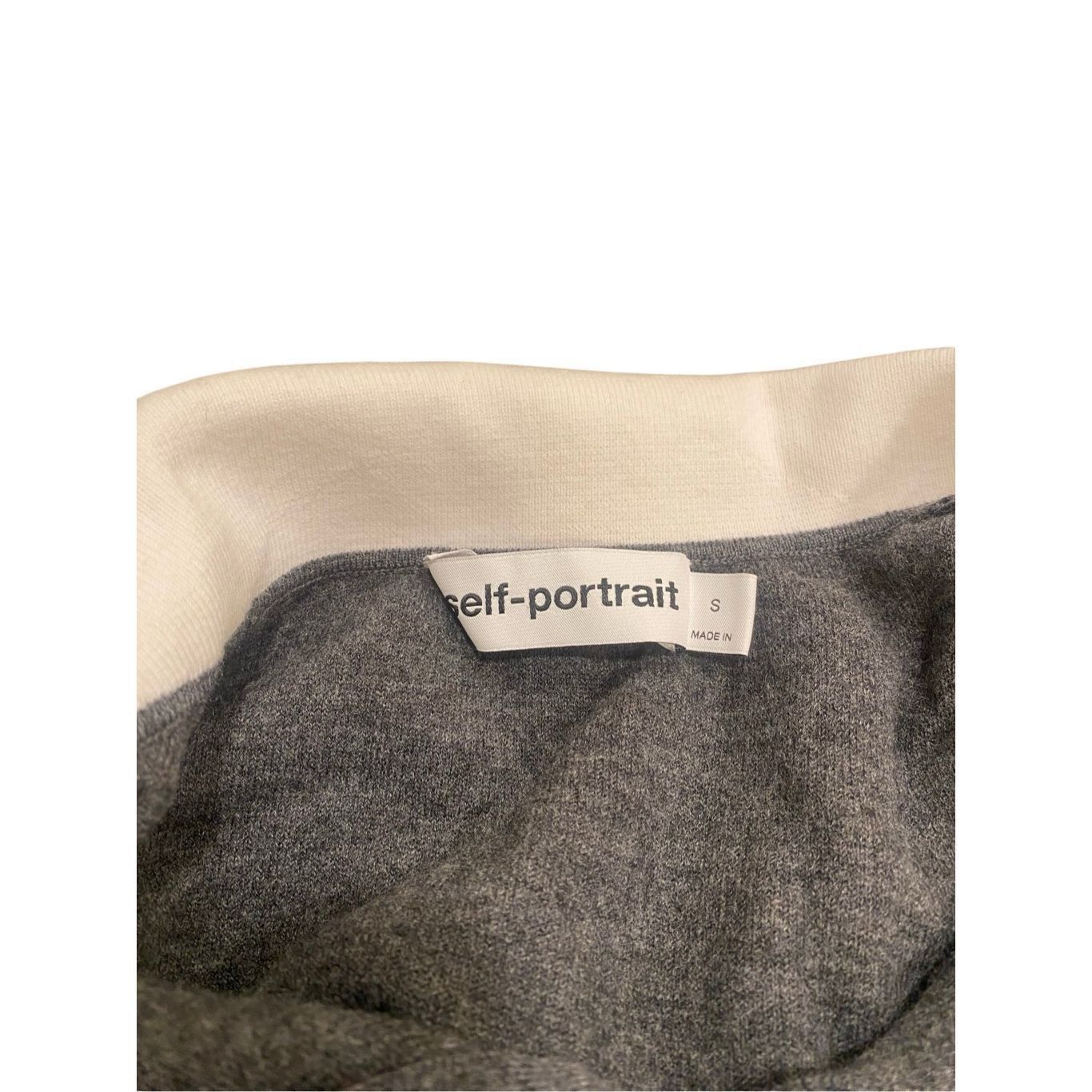 Self-Portrait SELF-PORTRAIT Contrast Collar Cardigan in Grey Size Small Size S / US 4 / IT 40 - 9 Thumbnail