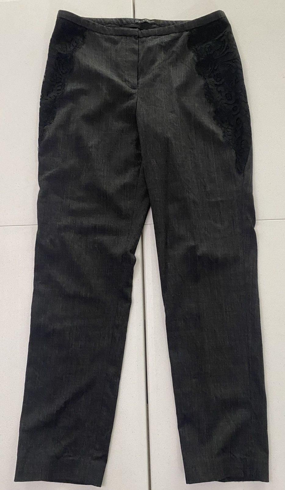 Elie Tahari Elie Tahari Women's Asphalt Black Wool Black Laced Side Pant Size 30" / US 8 / IT 44 - 1 Thumbnail